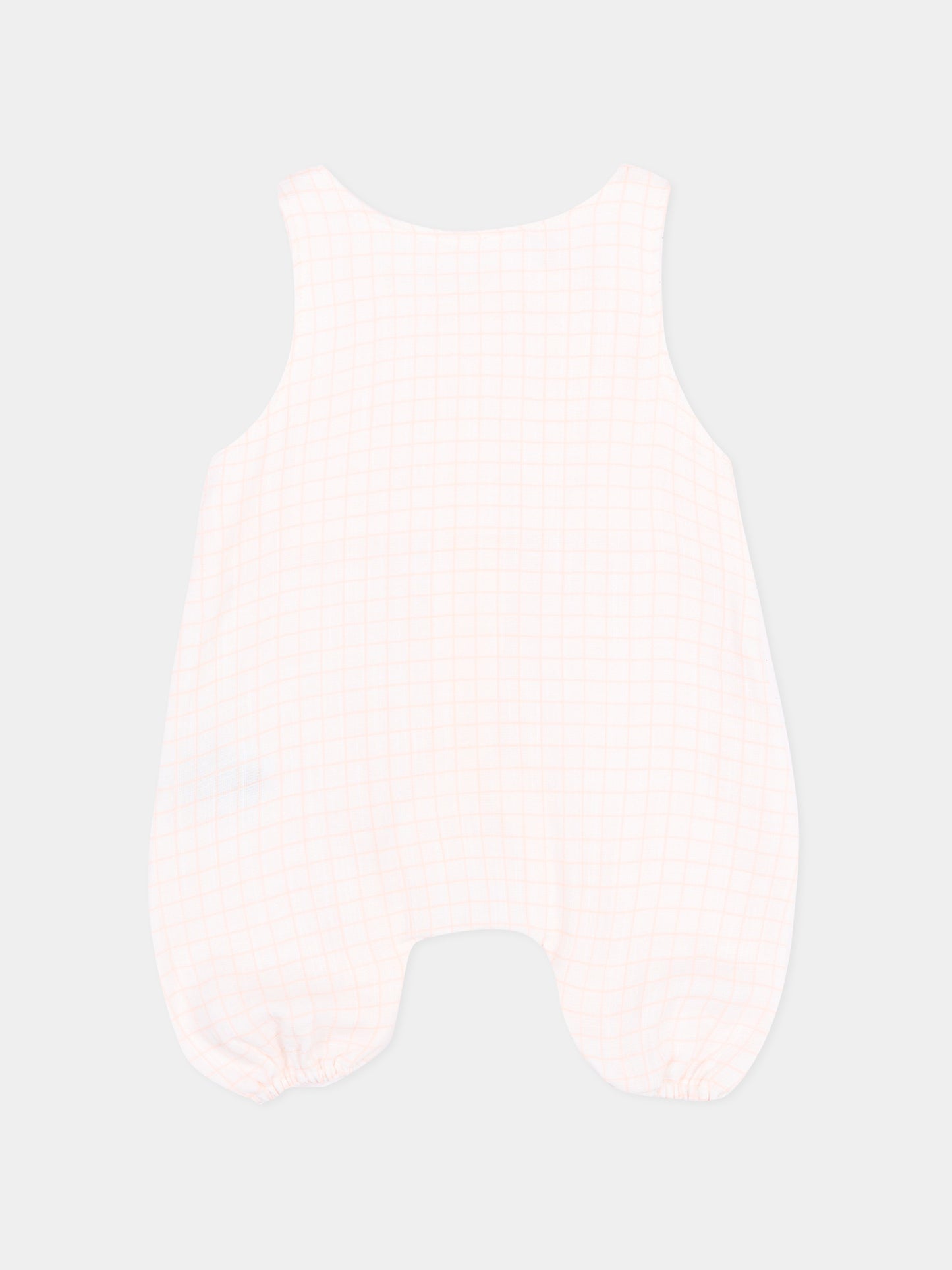 Pagliaccetto bianco per neonata a quadretti,Bamboom,1124TE00070 SQUARE WHITE/PINK
