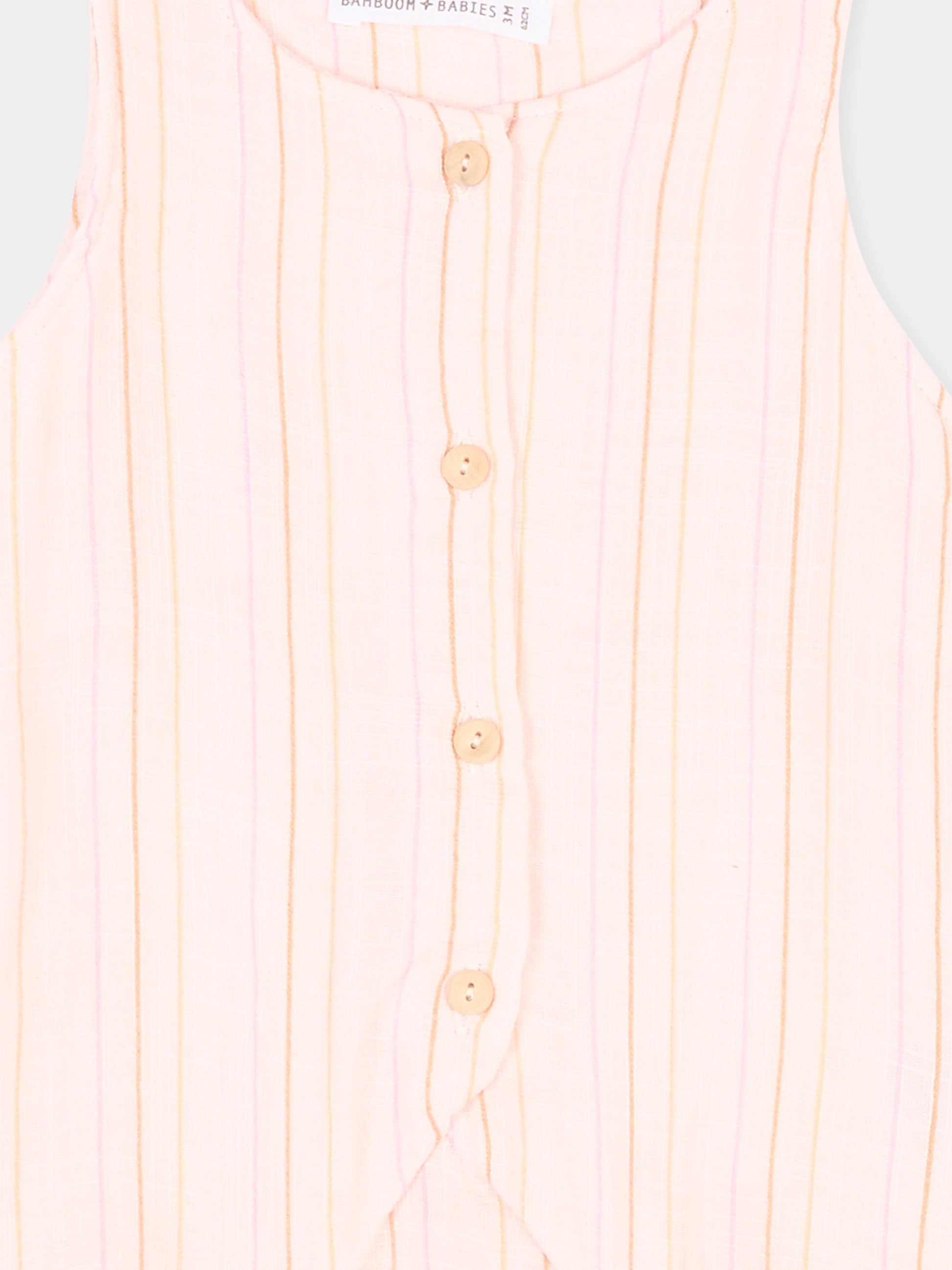 Pagliaccetto rosa a righe per neonata,Bamboom,1124TE00070 STRIPE PINK