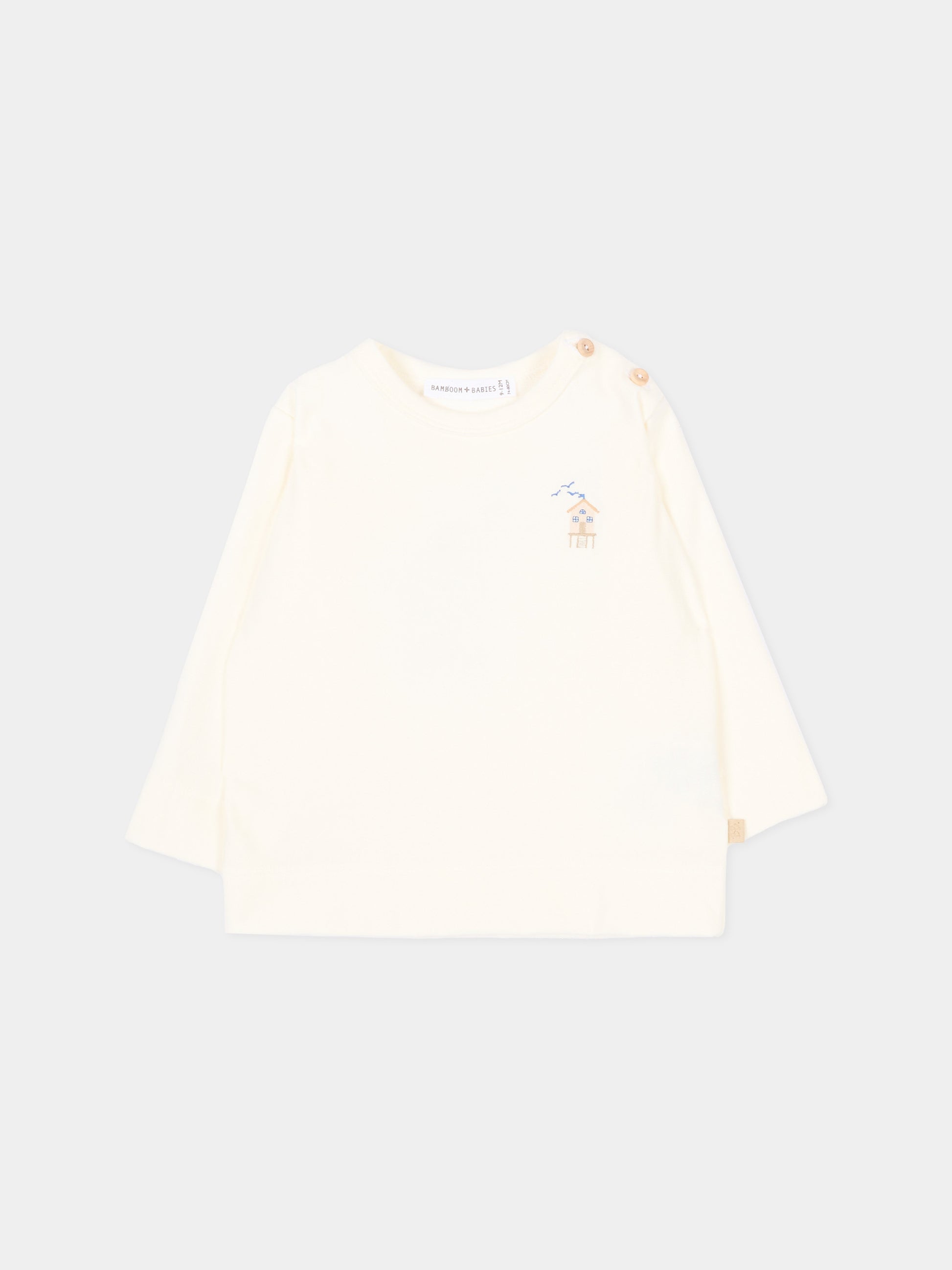 Felpa avorio per neonati con casetta,Bamboom,1164TE00066 OFFWHITE