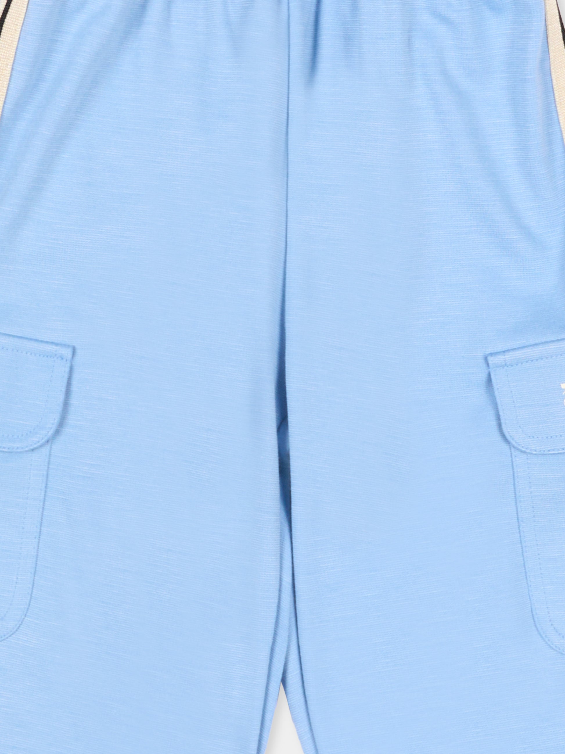 Pantaloni sportivi celesti per neonato con bande,Palm Angels,PB4X005S26FLE001 050