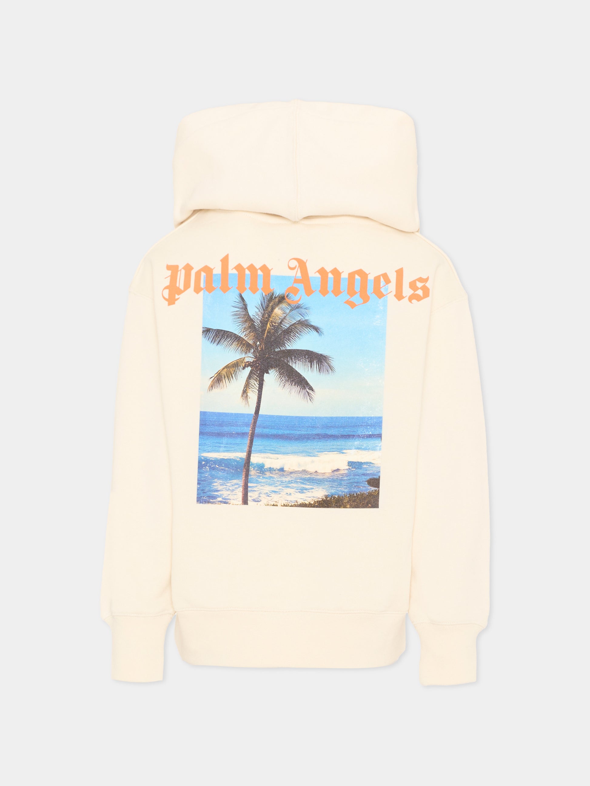 Felpa avorio per bambino con stampa logo,Palm Angels,PBBB012S26FLE008 002