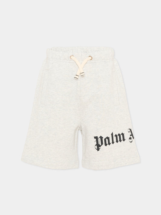 Shorts sportivi grigi per bambini con logo,Palm Angels,PBCI006S26FLE001 101