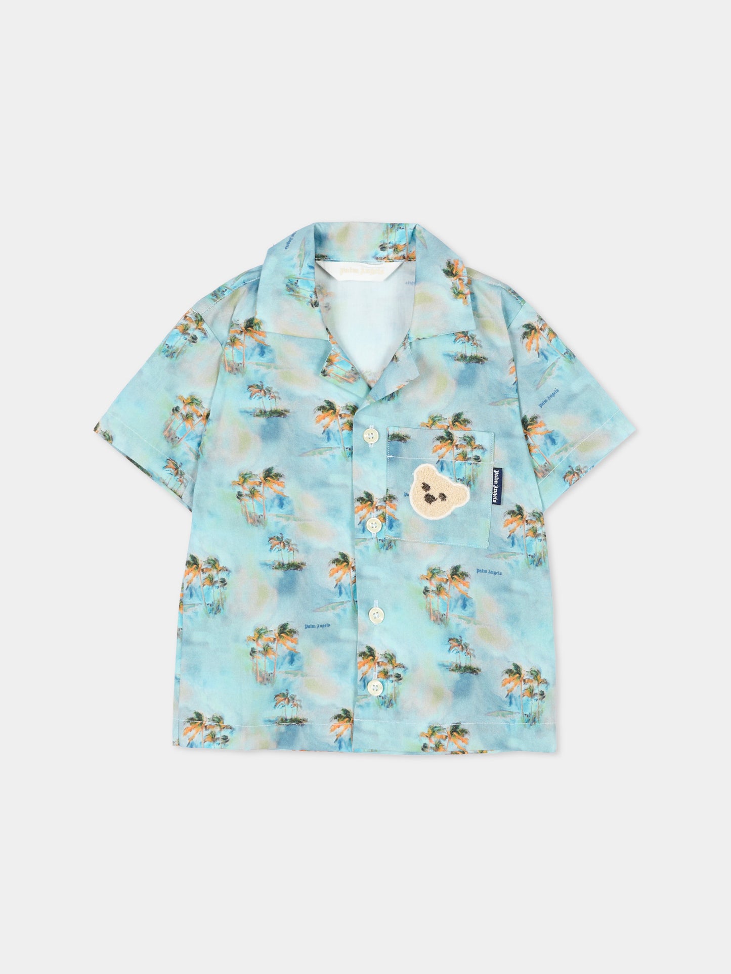 Camicia azzurra per neonato con palme,Palm Angels,PBDX001S26FAB001 960