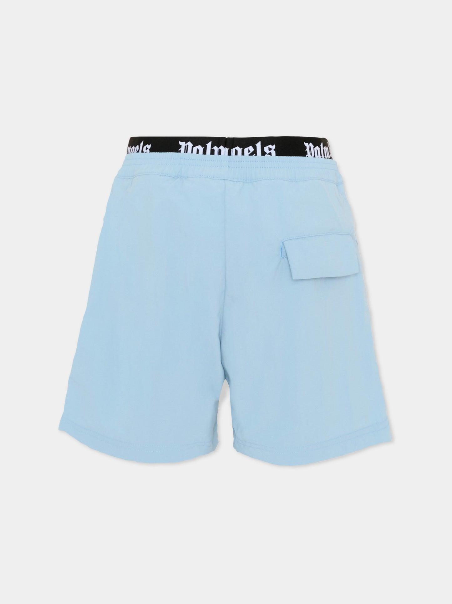 Boxer mare azzurro per bambino con logo,Palm Angels,PBFD005S26FAB001 960