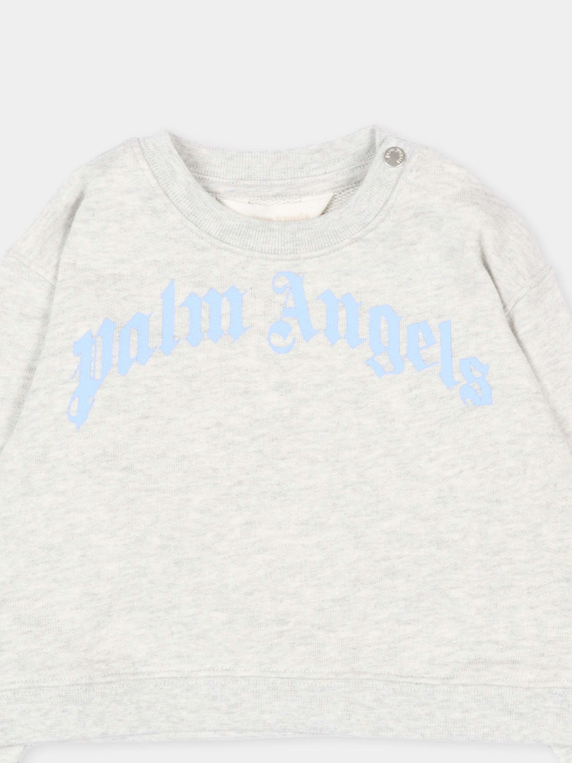 Felpa grigia per neonati con logo,Palm Angels,PBXC001S26FLE002 101
