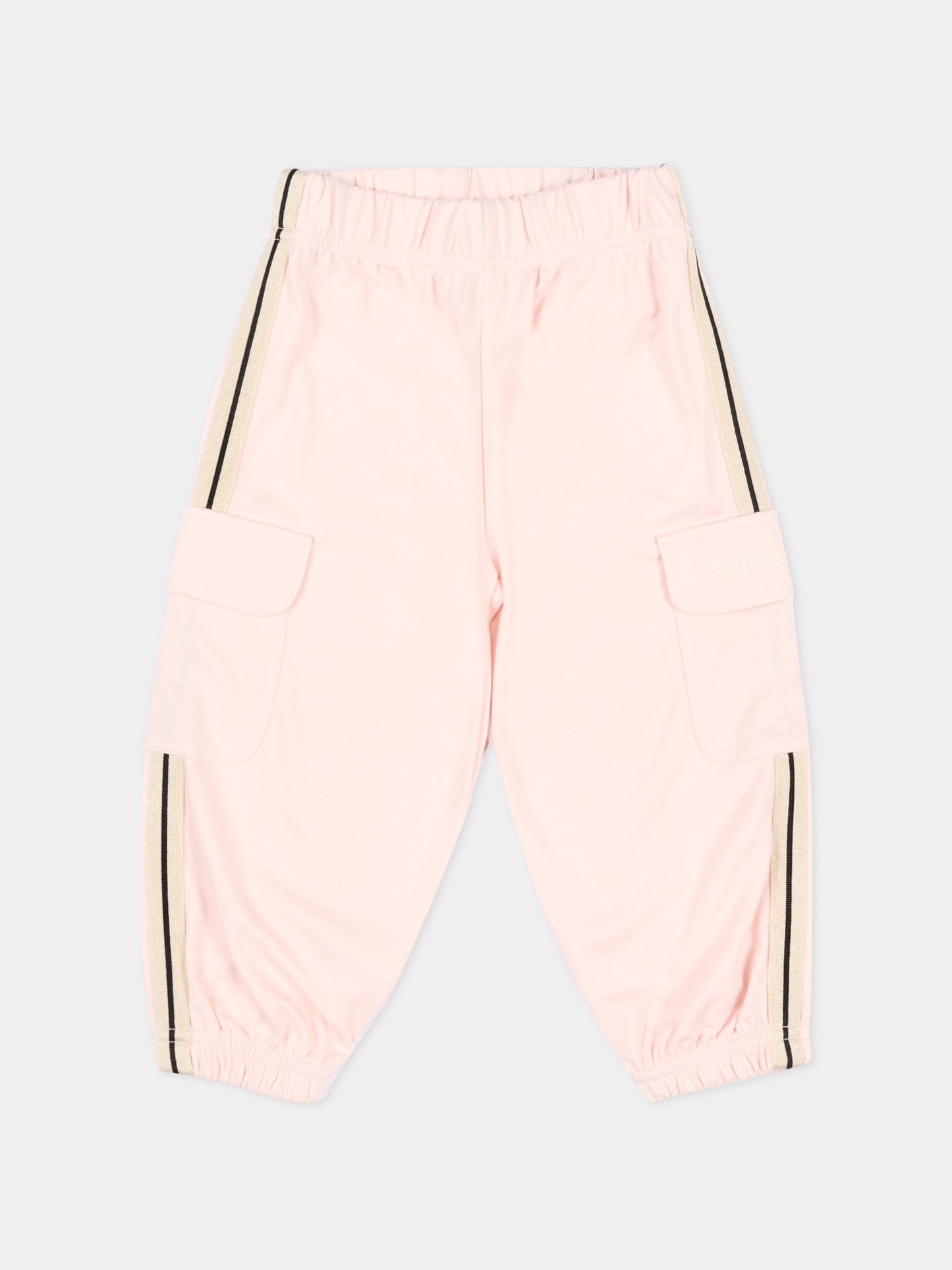 Pantaloni sportivi rosa per neonata con bande,Palm Angels,PG4X004S26FLE001 042