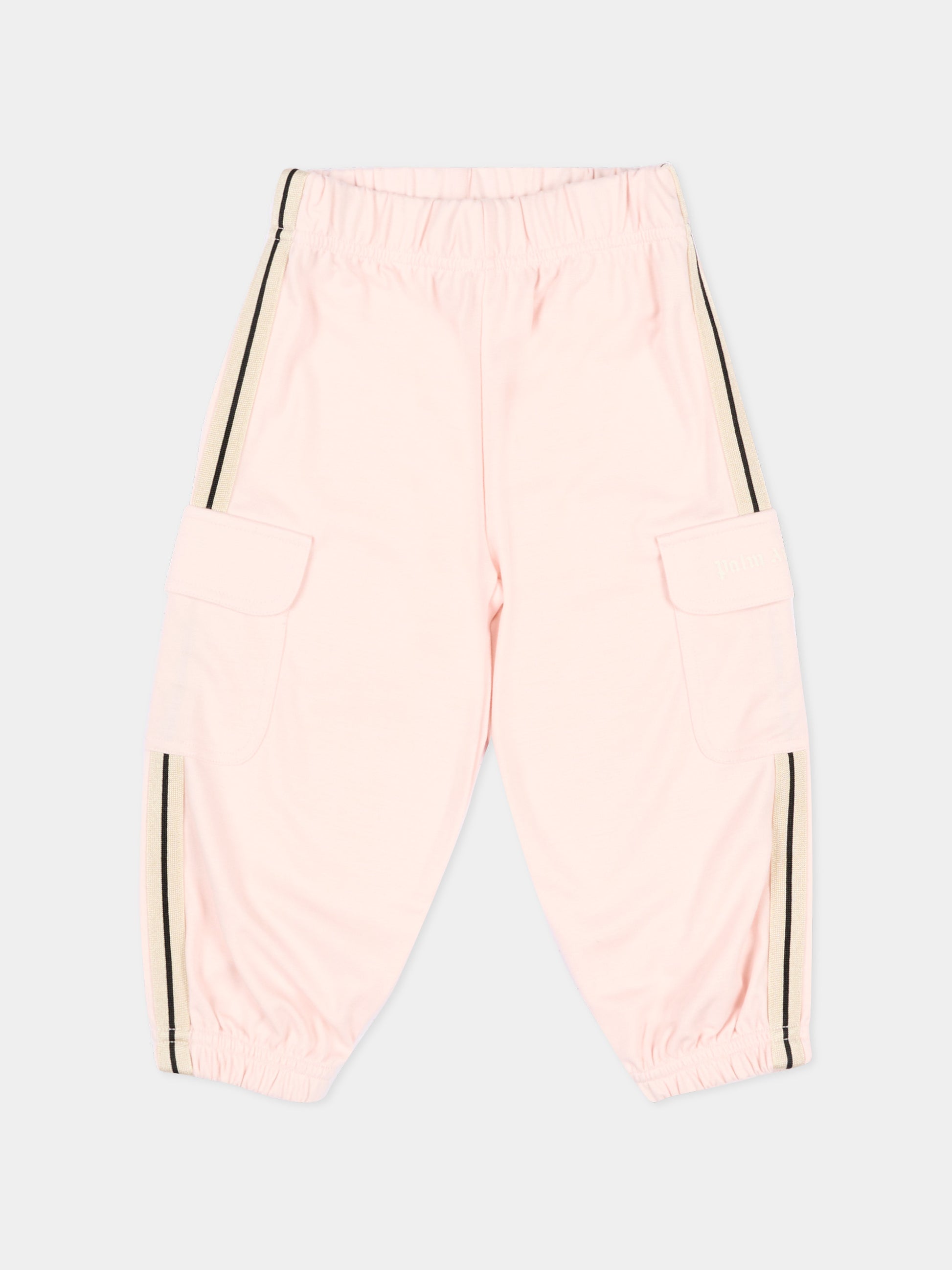 Pantaloni sportivi rosa per neonata con bande,Palm Angels,PG4X004S26FLE001 042