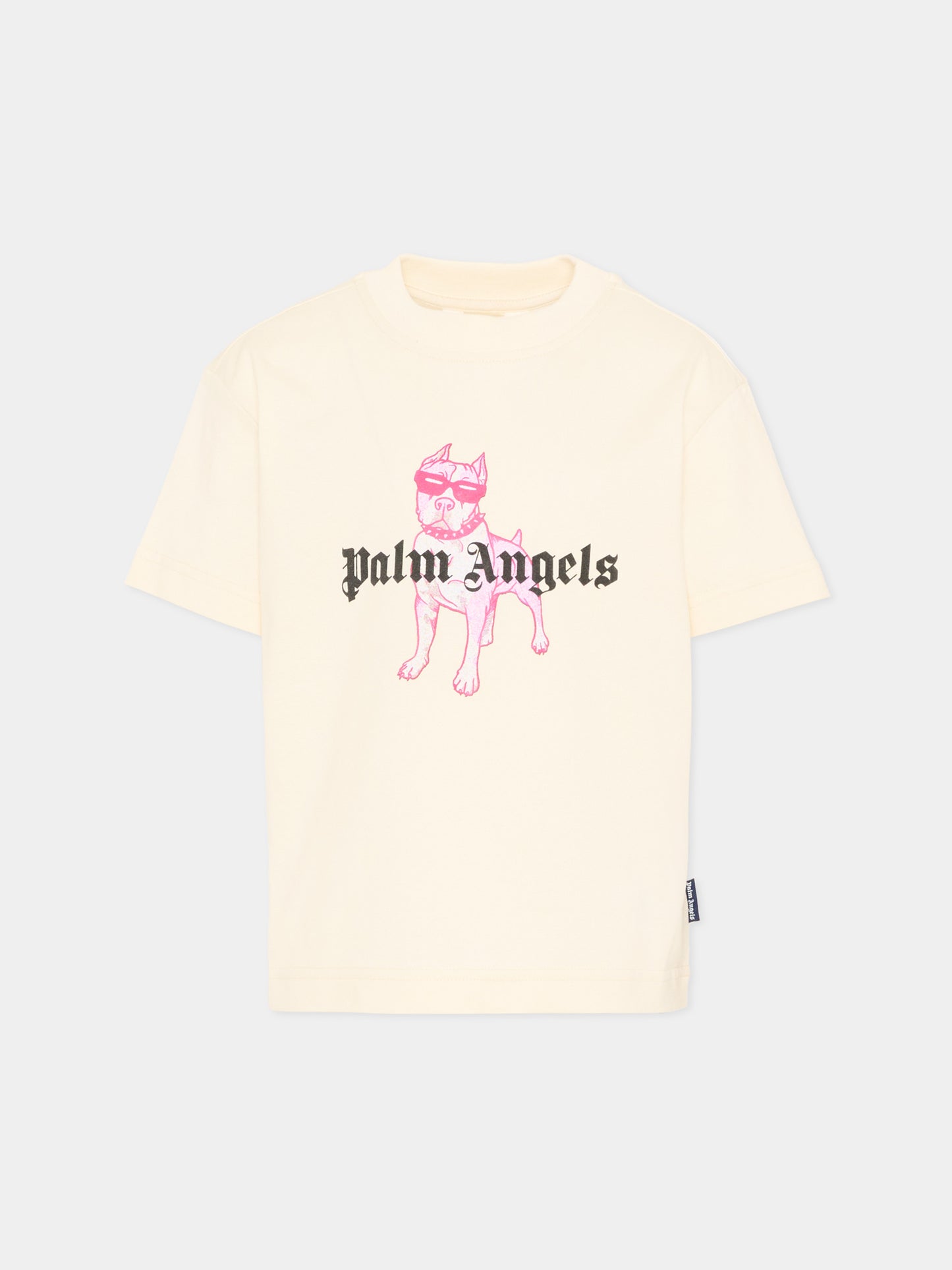 T-Shirt avorio per bambina con cane,Palm Angels,PGAA002S26JER009 002