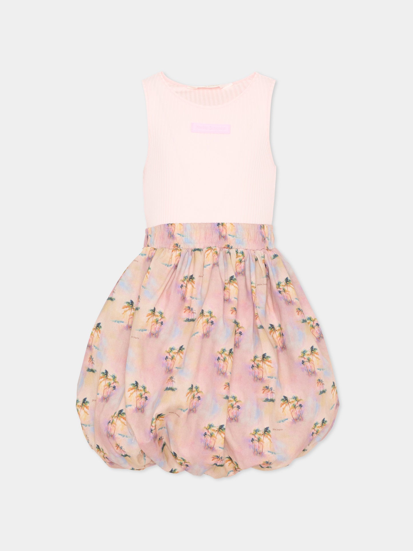 Vestito rosa per bambina con stampa palme,Palm Angels,PGDB023S26FAB001 042