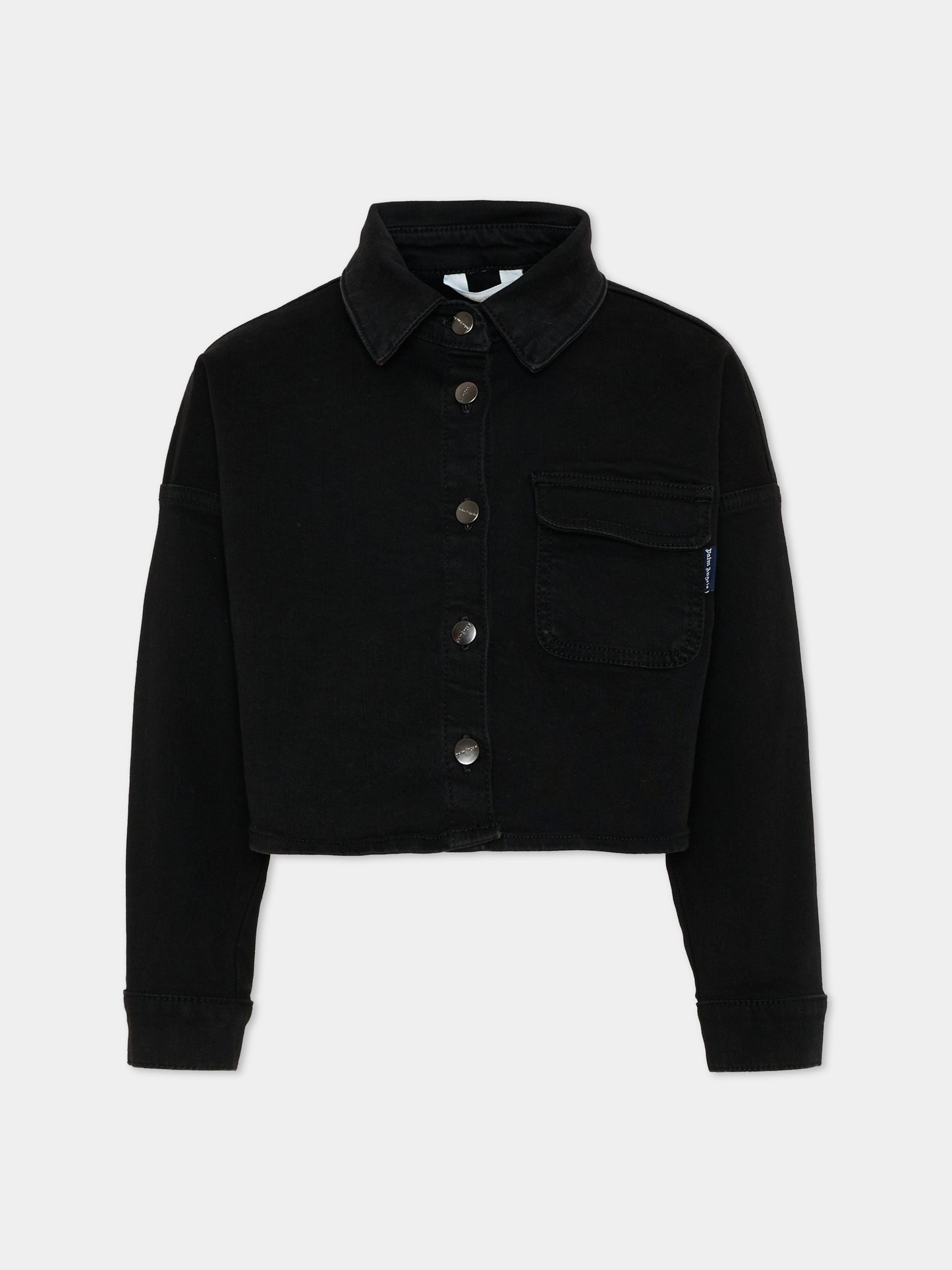 Giubbotto di jeans nero per bambina con logo,Palm Angels,PGGE007S26FAB001 110