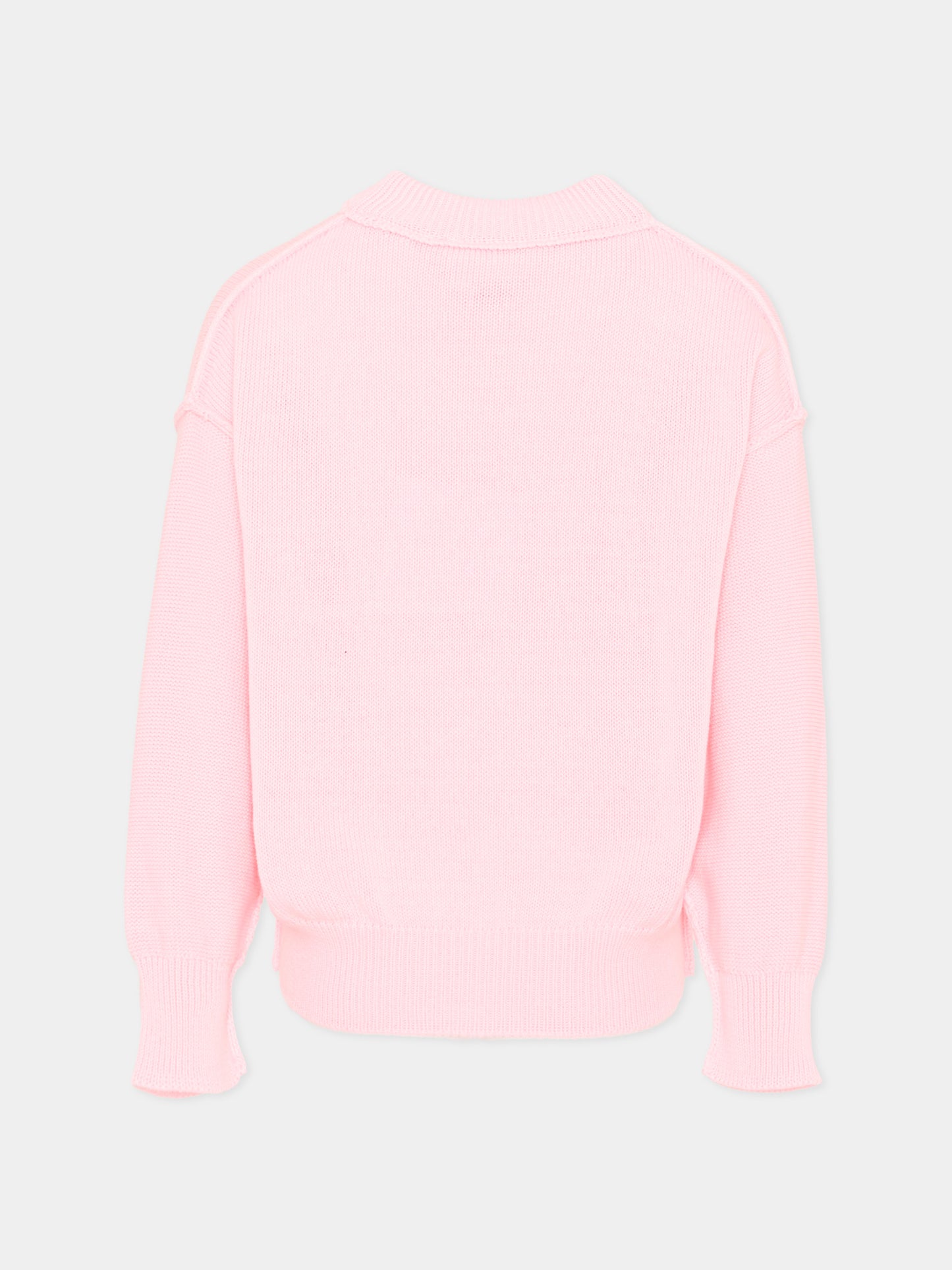 Maglione rosa per bambina con logo,Palm Angels,PGHE002S26KNI002 042