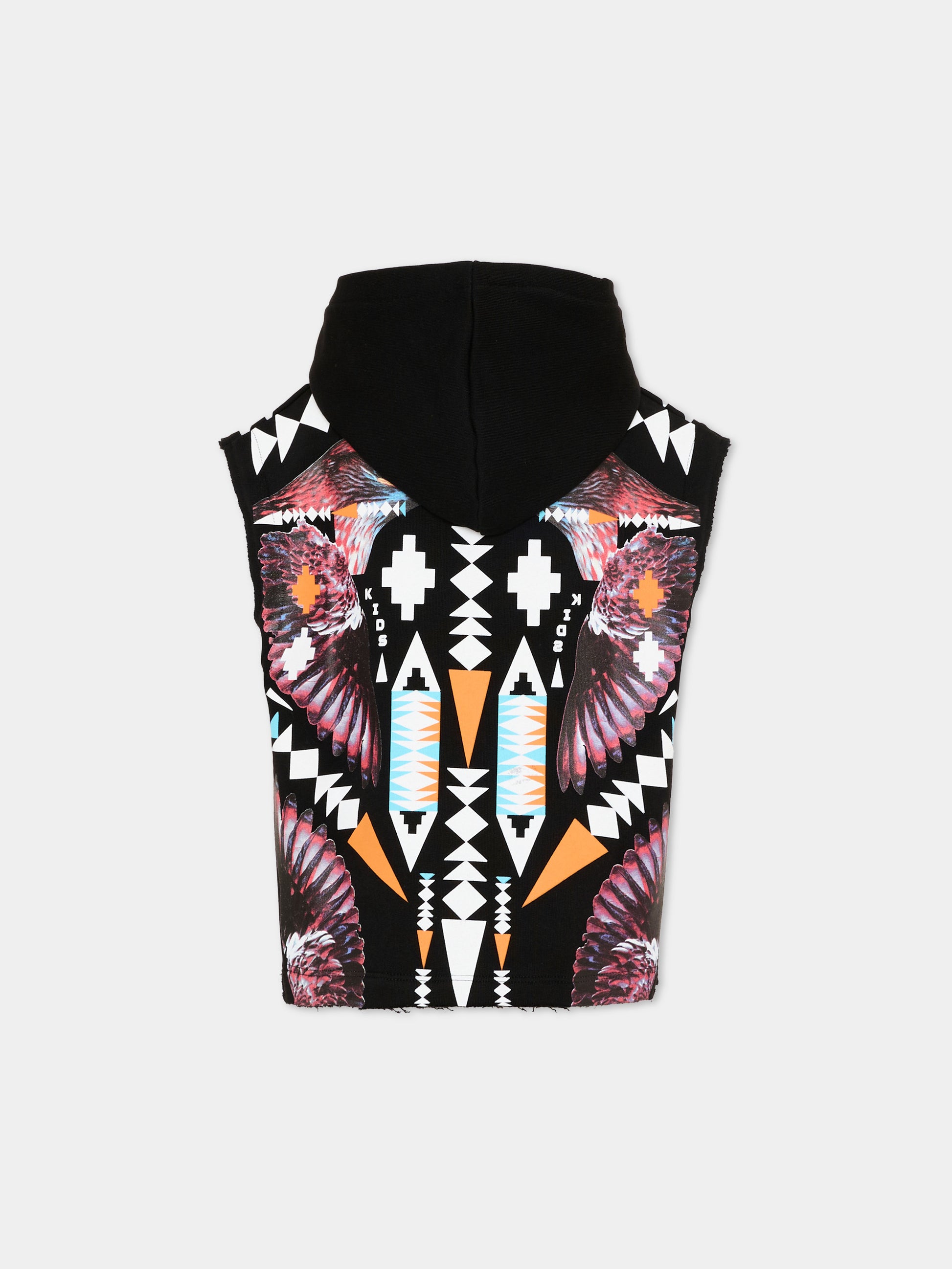 Felpa nera per bambino con stampa aquile,County Of Milan Kids,S6CMJBHS045 110