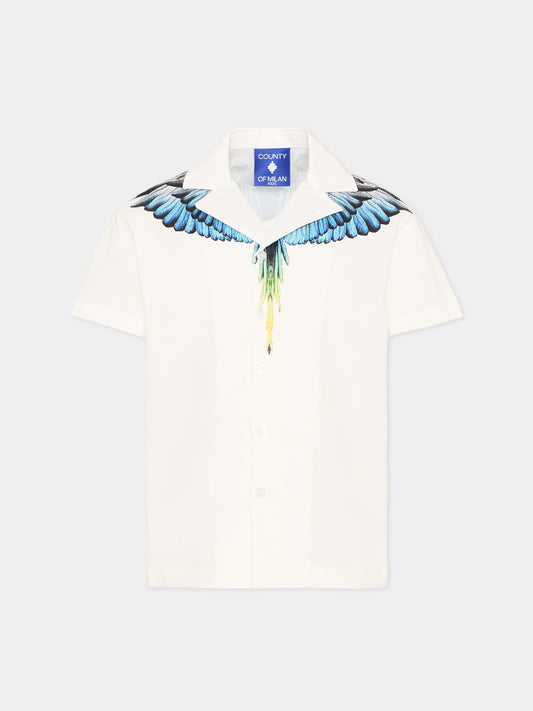 Camicia bianca per bambino con ali,County Of Milan Kids,S6CMJBSI123 412
