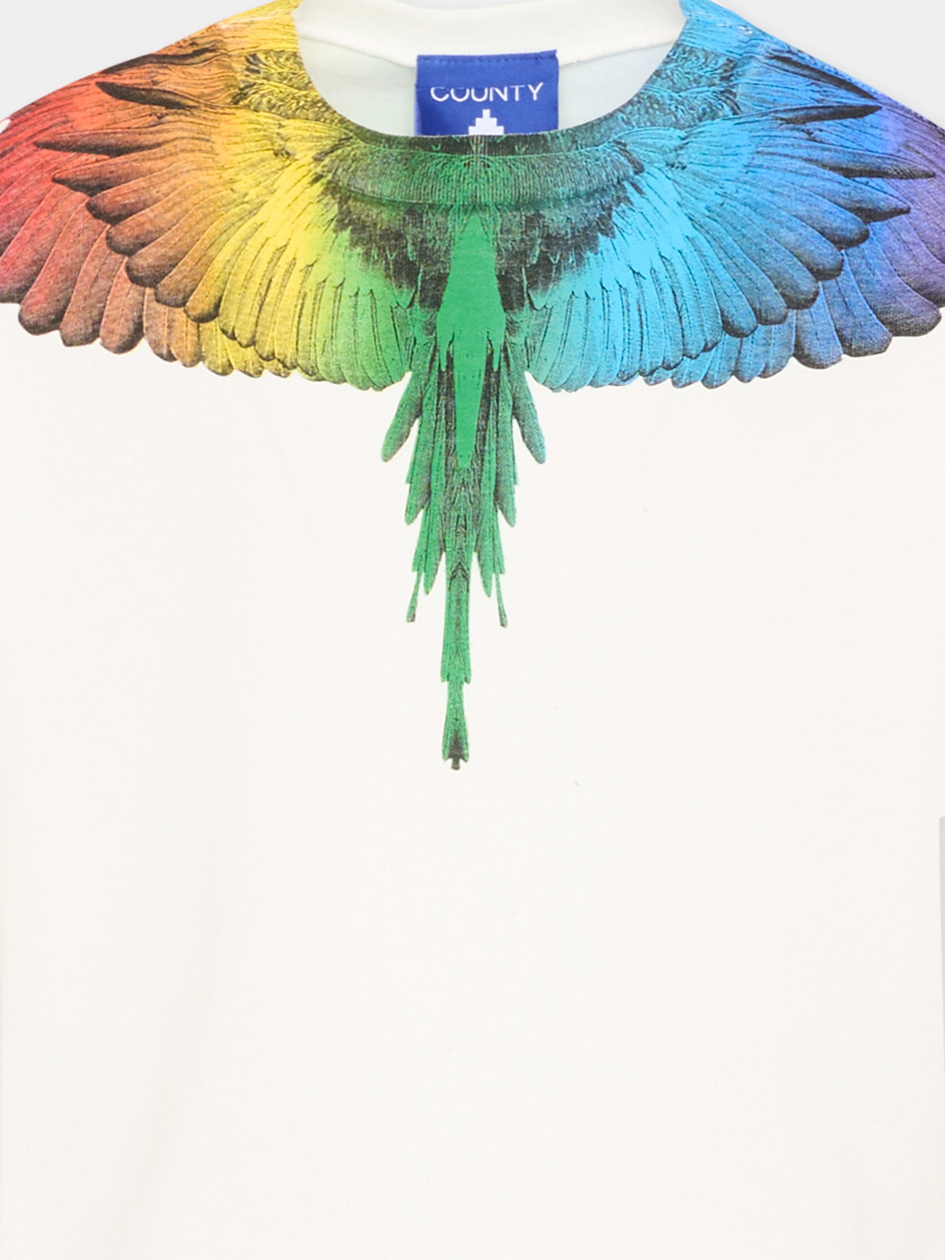 T-shirt bianca per bambino con ali multicolor,County Of Milan Kids,S6CMJBTH028 412