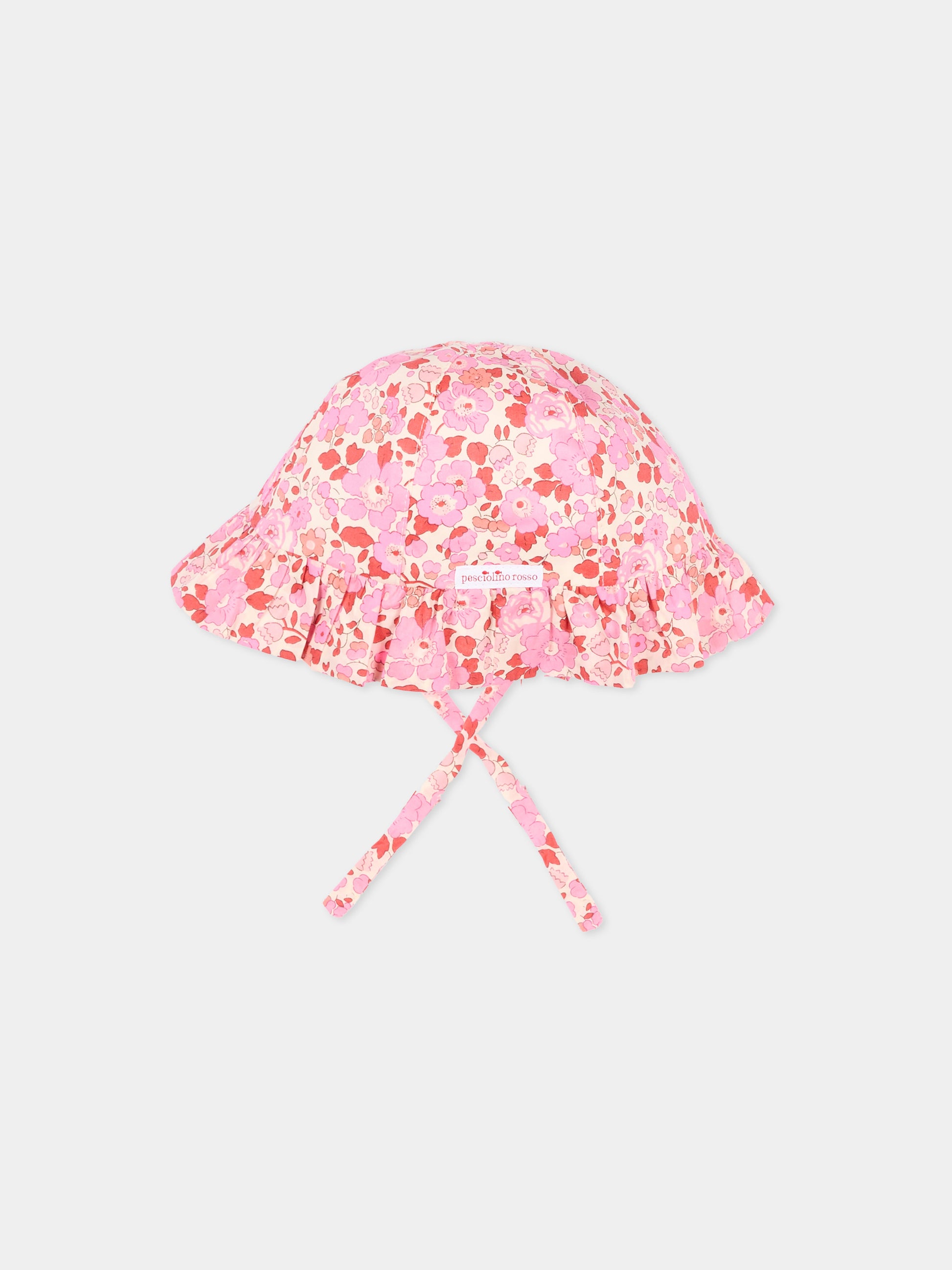 Cloche rosa per neonata a fiori,Pesciolino Rosso,CP S 166