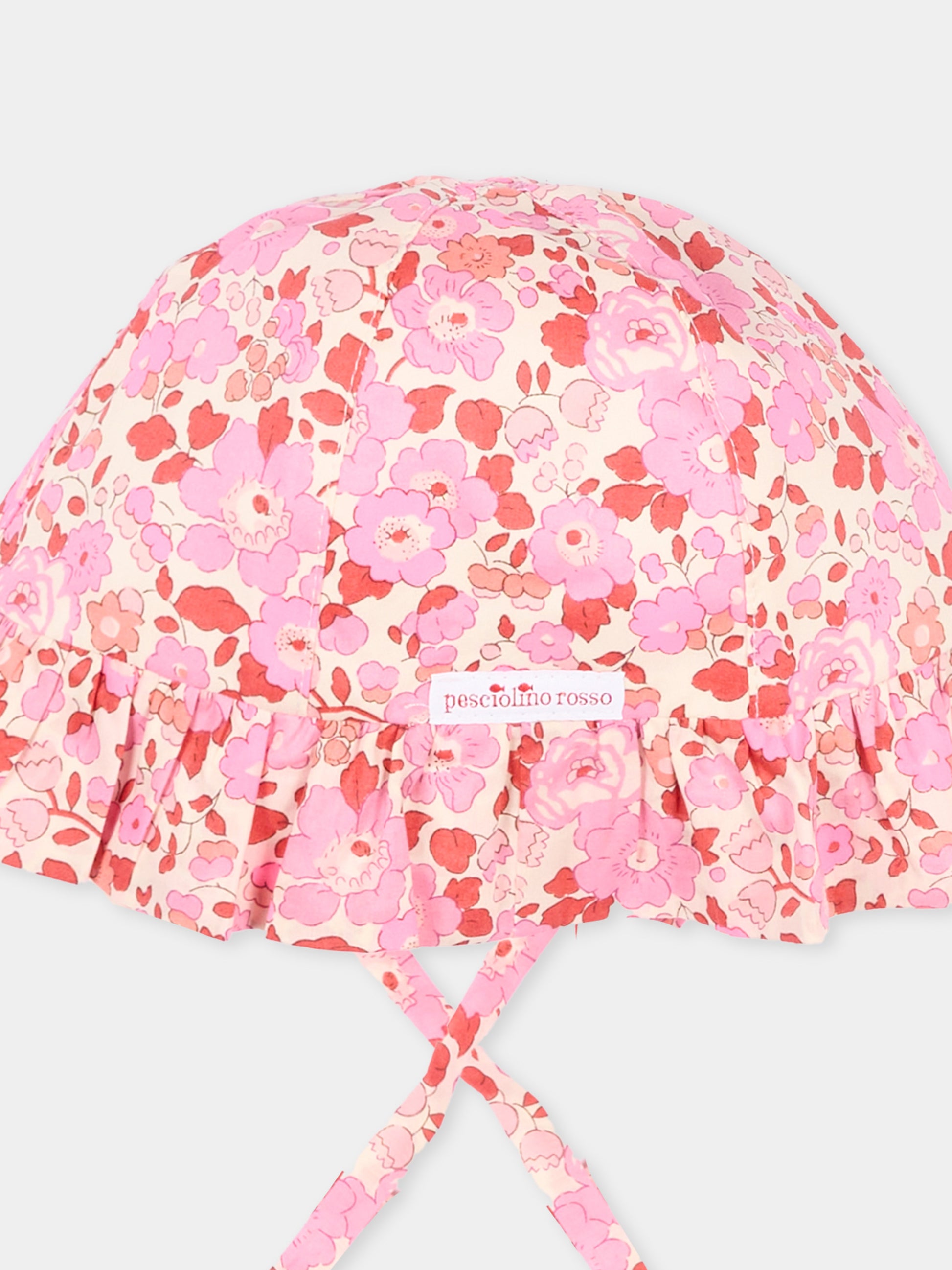 Cloche rosa per neonata a fiori,Pesciolino Rosso,CP S 166