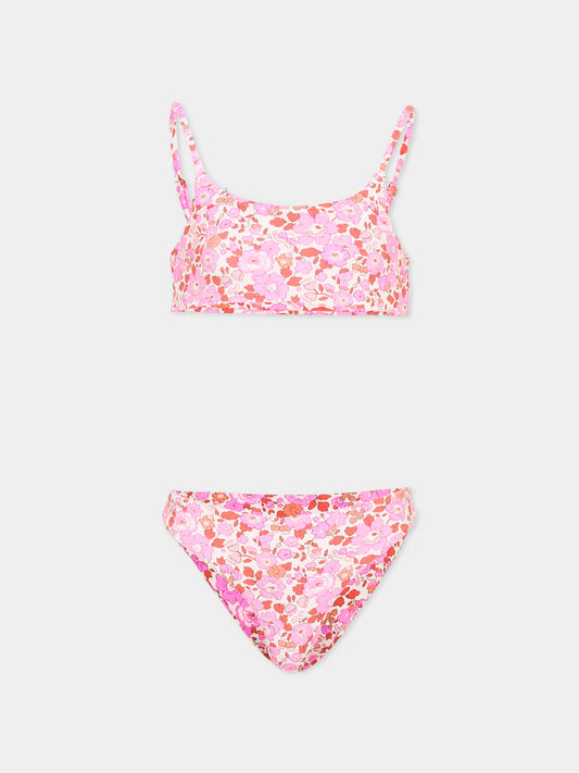Bikini rosa in liberty per bambina,Pesciolino Rosso,BKNK S 166