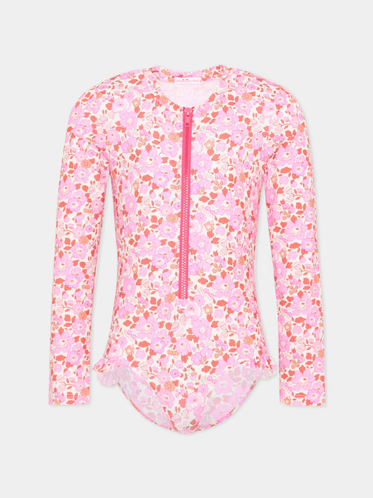 Anti UV rosa per bambina floreale,Pesciolino Rosso,MUTA IN S 166