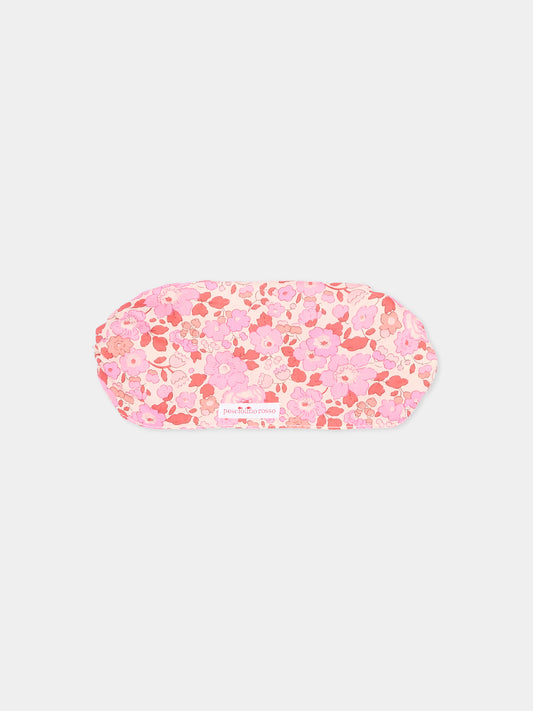 Bandana rosa per bambina floreale,Pesciolino Rosso,BND S 166