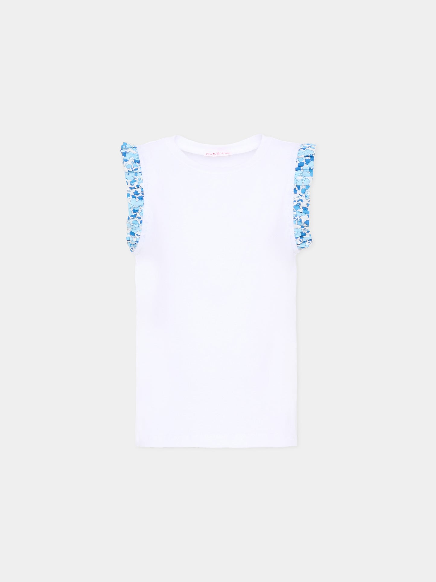 T-Shirt bianca per bambina con volant,Pesciolino Rosso,TSF7 S 177