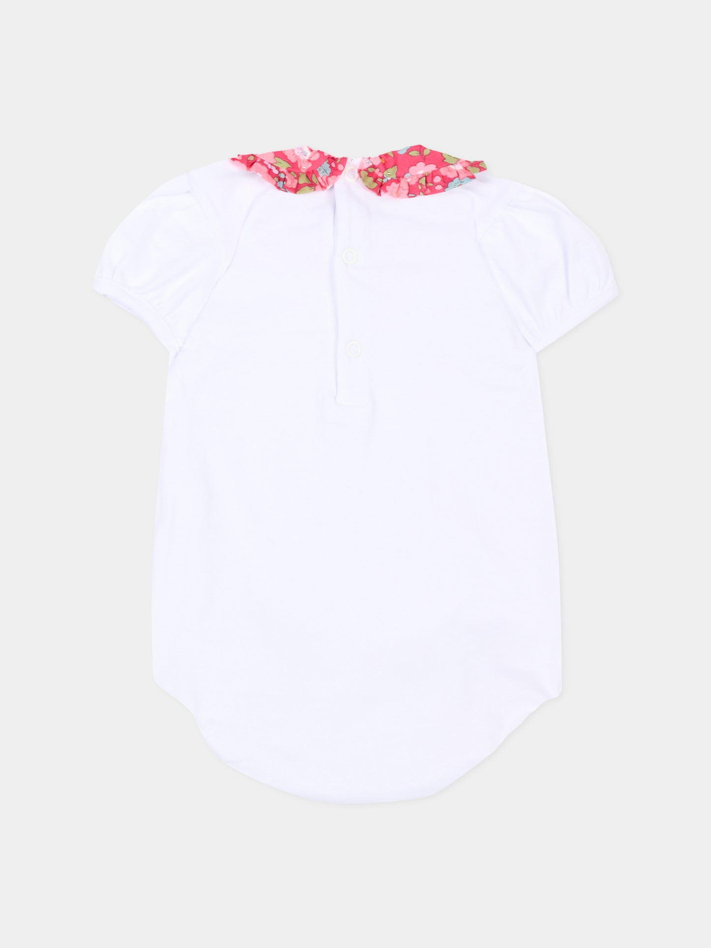 Body bianco per neonata con colletto floreale,Pesciolino Rosso,BD01 S 182