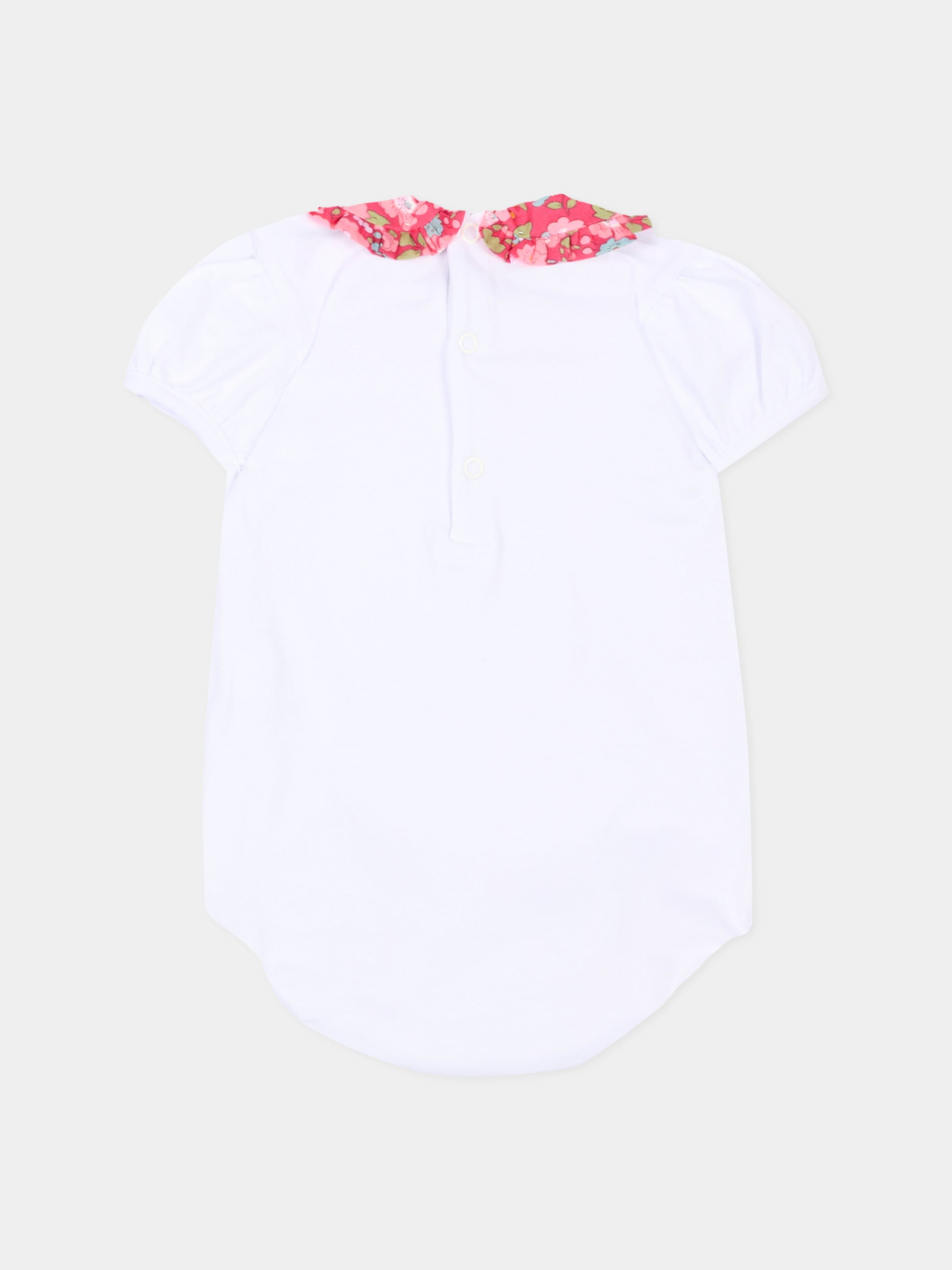 Body bianco per neonata con colletto floreale,Pesciolino Rosso,BD01 S 182