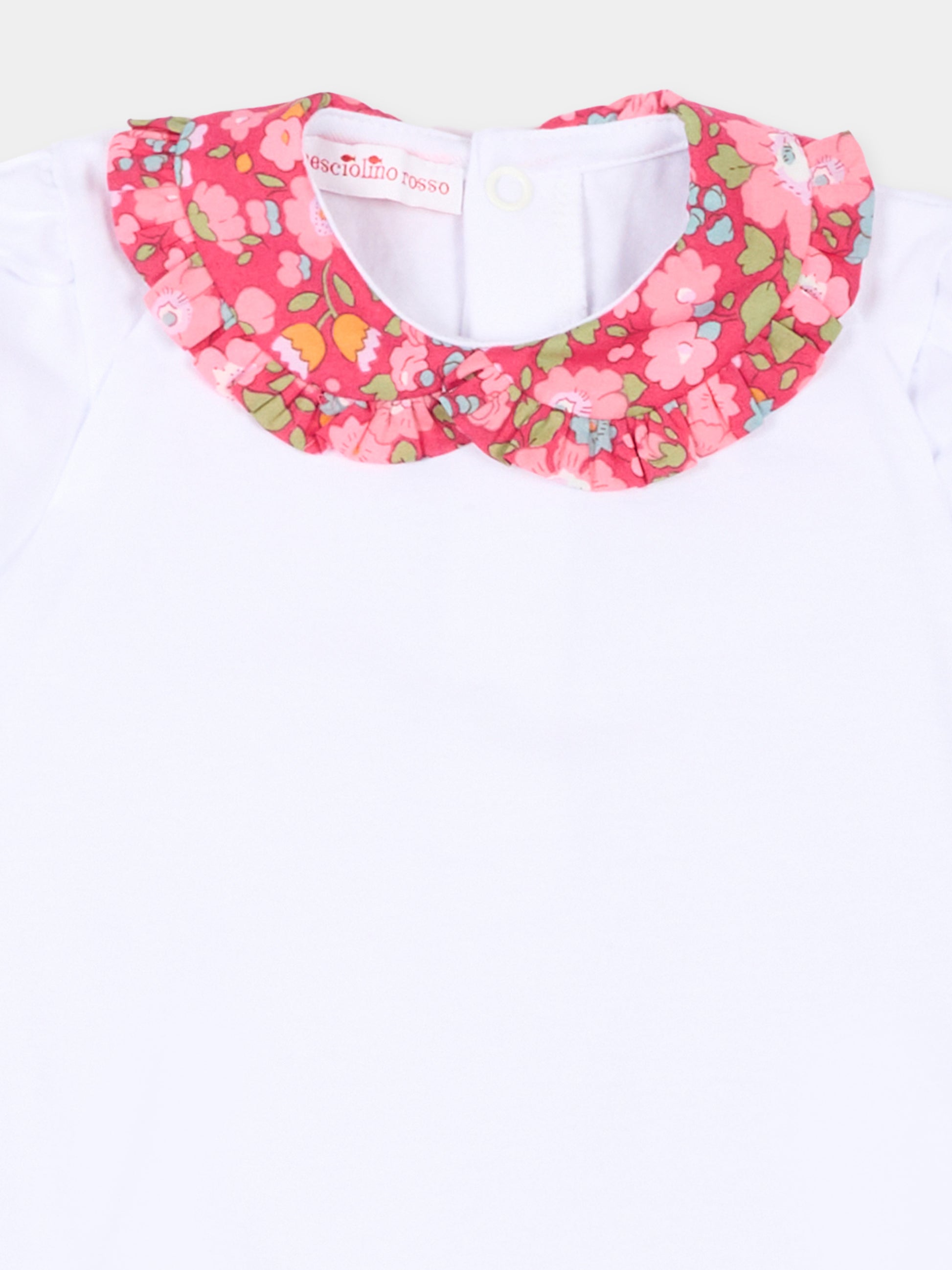 Body bianco per neonata con colletto floreale,Pesciolino Rosso,BD01 S 182
