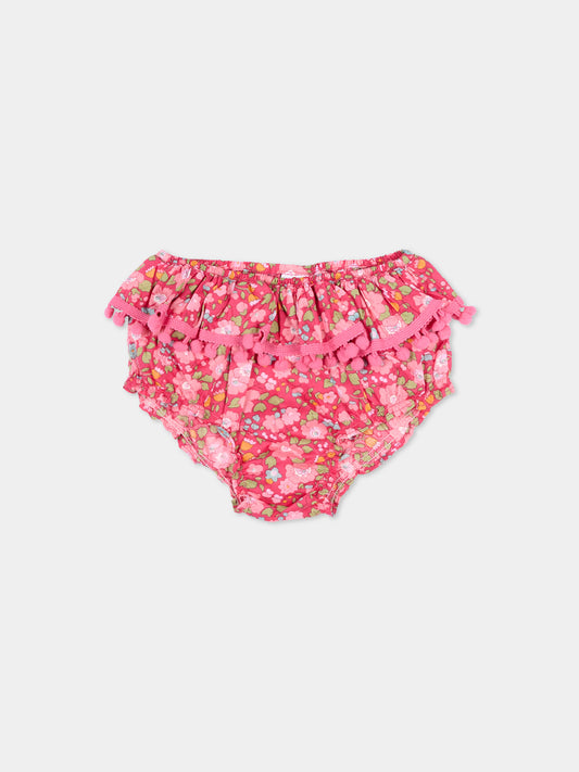 Slip bikini fucsia per neonata floreale,Pesciolino Rosso,N02 PONPON S 182