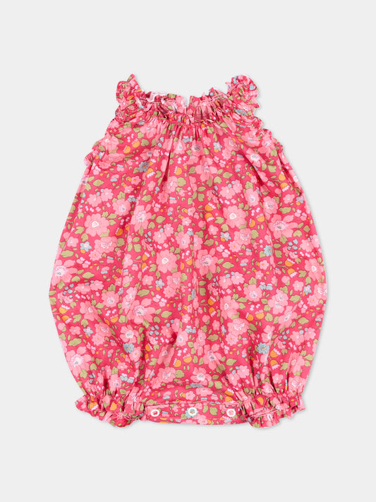 Pagliaccetto fucsia per neonata floreale,Pesciolino Rosso,PG S 182