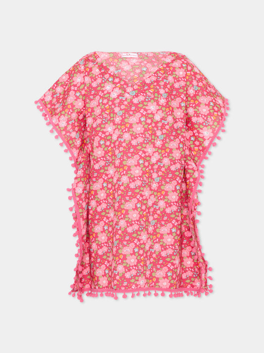 Copricostume rosa floreale per bambina,Pesciolino Rosso,CAF 06PONPON S 182