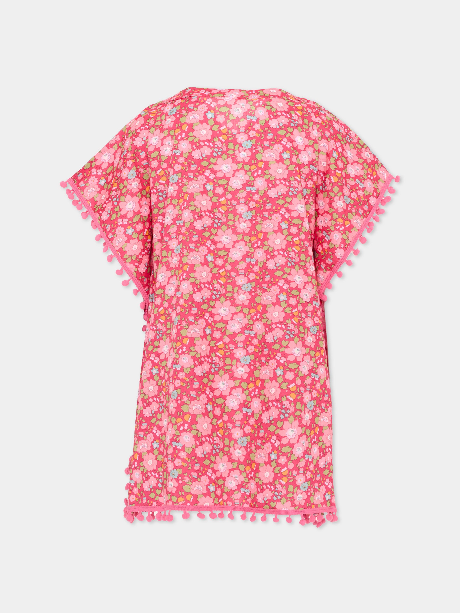 Copricostume rosa floreale per bambina,Pesciolino Rosso,CAF 06PONPON S 182