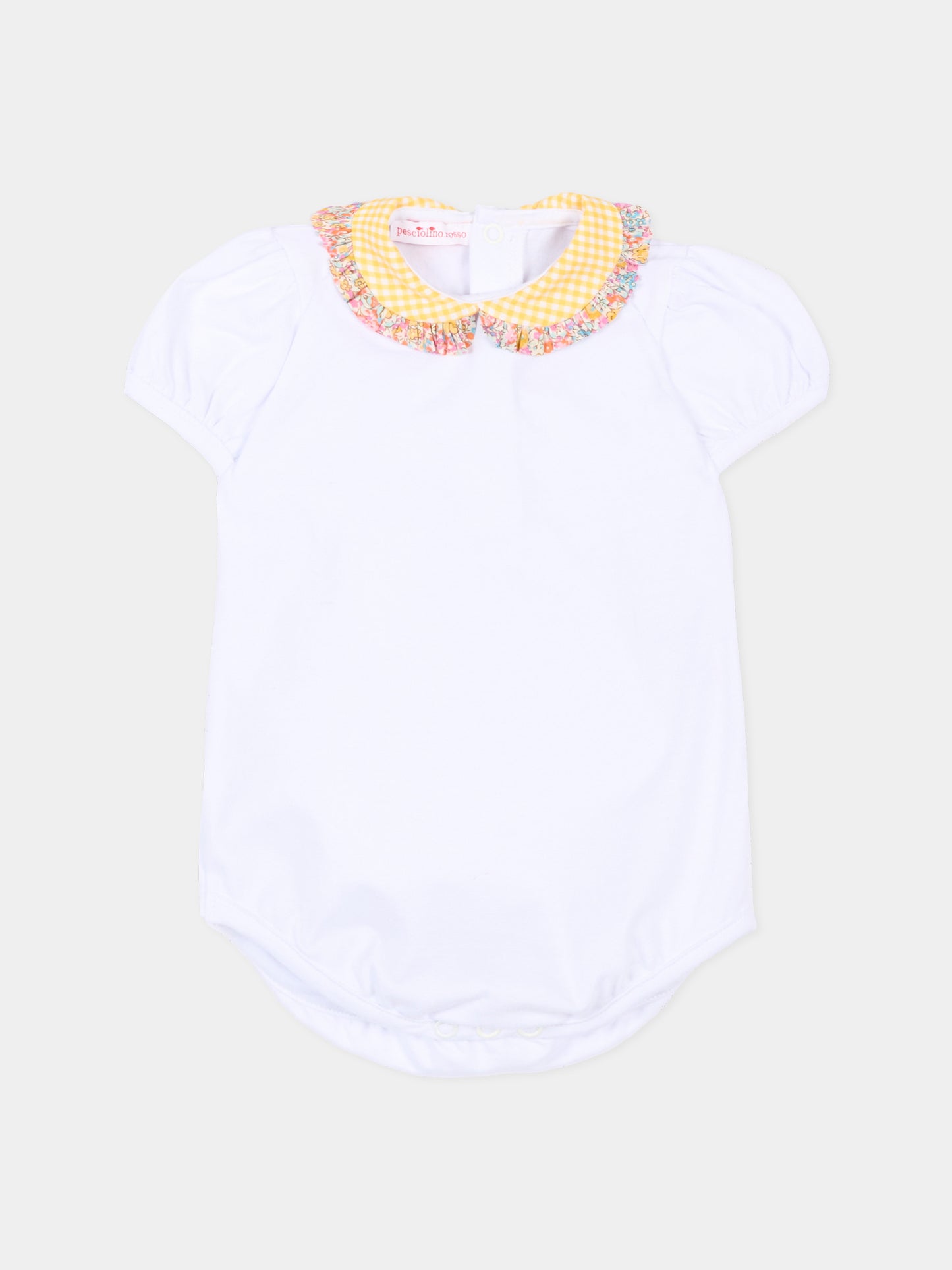 Body bianco per neonata con colletto vichy,Pesciolino Rosso,BD02 PATCH S 186