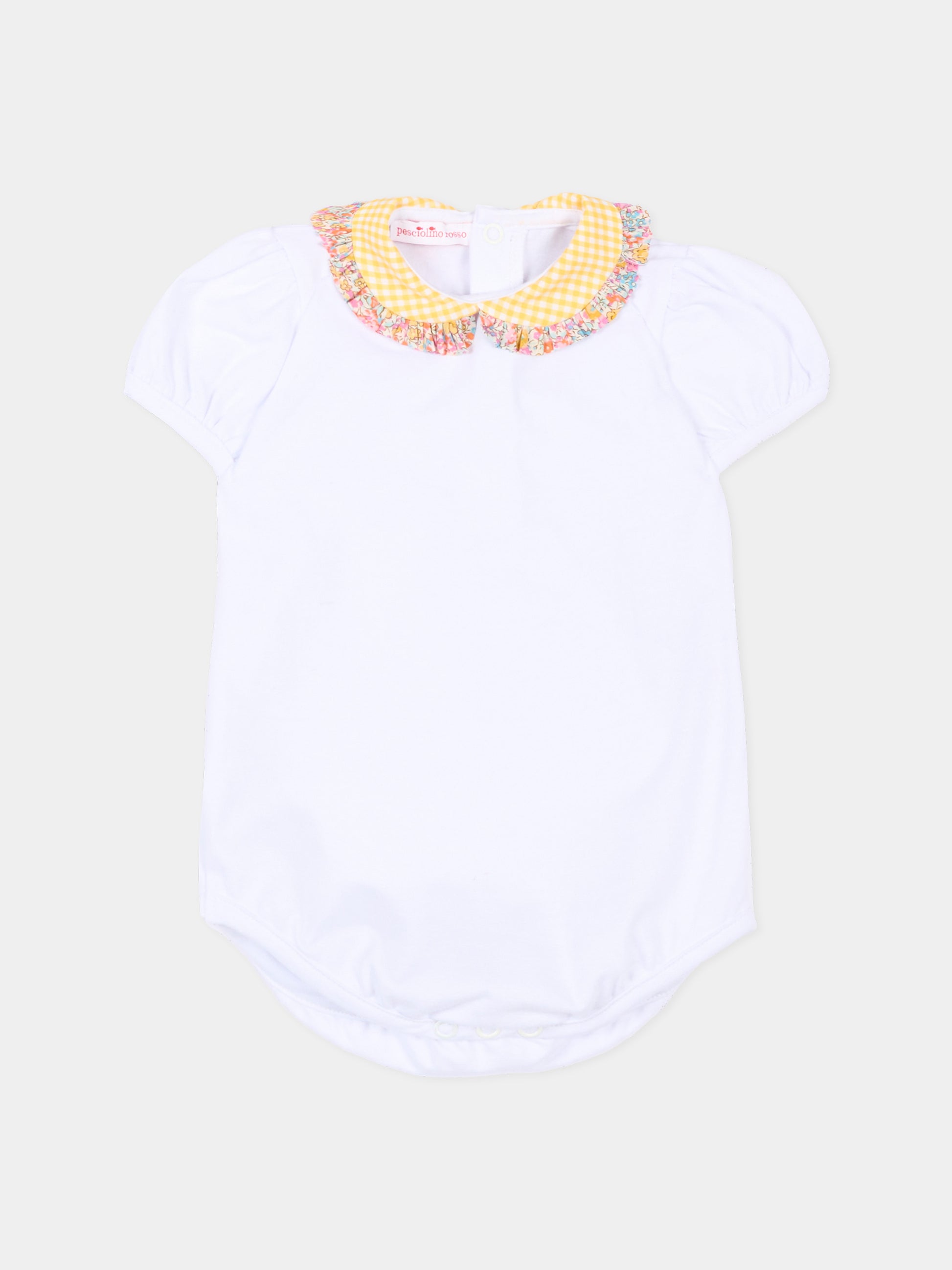 Body bianco per neonata con colletto vichy,Pesciolino Rosso,BD02 PATCH S 186