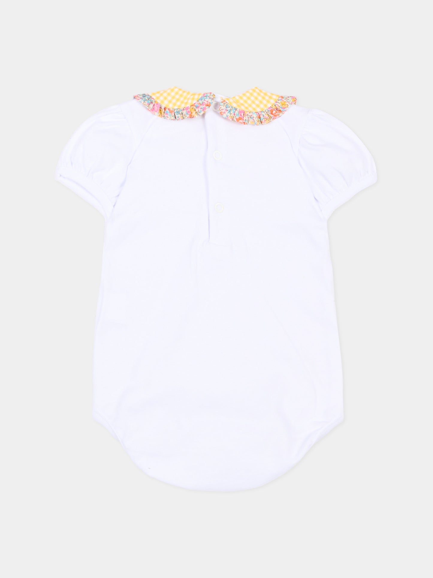 Body bianco per neonata con colletto vichy,Pesciolino Rosso,BD02 PATCH S 186