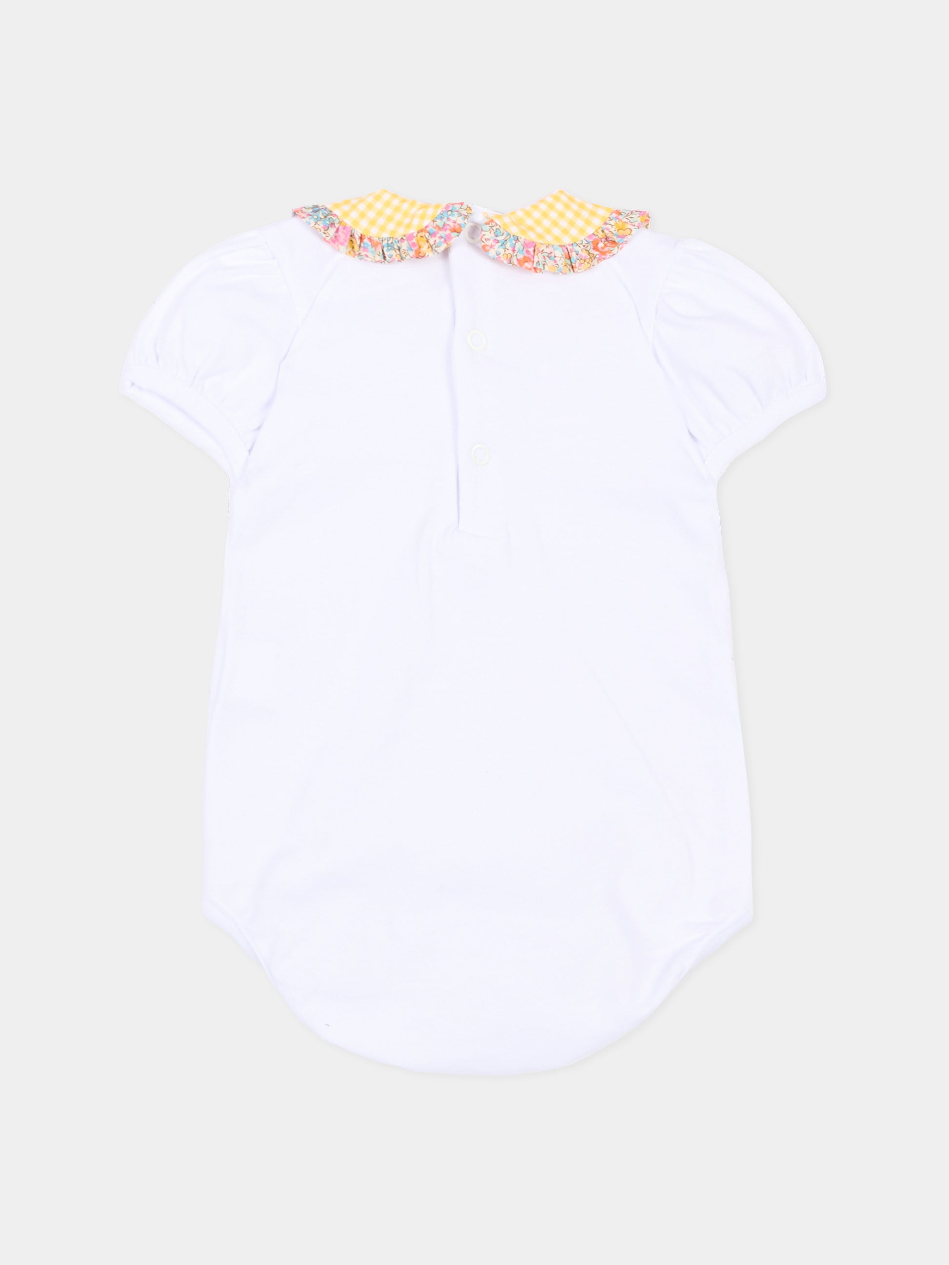 Body bianco per neonata con colletto vichy,Pesciolino Rosso,BD02 PATCH S 186