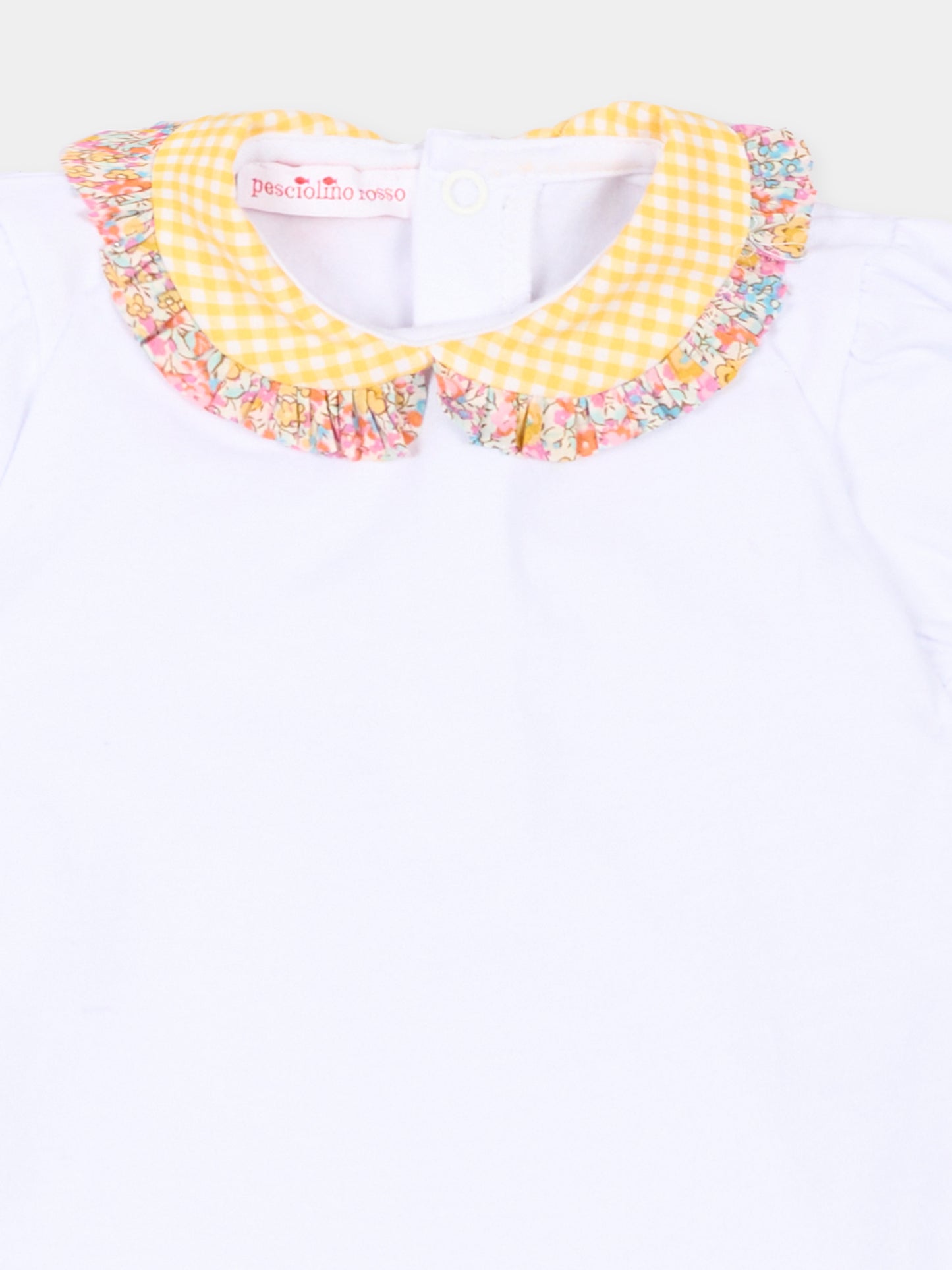 Body bianco per neonata con colletto vichy,Pesciolino Rosso,BD02 PATCH S 186