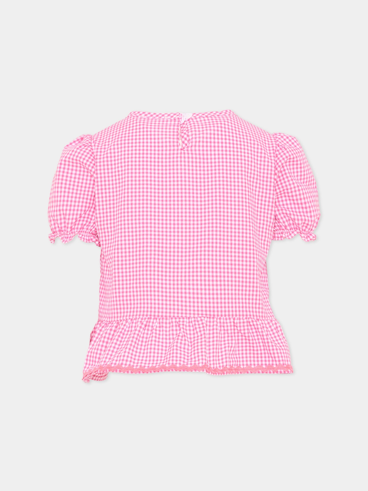 Camicia fucsia vichy per bambina,Pesciolino Rosso,BL 12 PATCH S 185