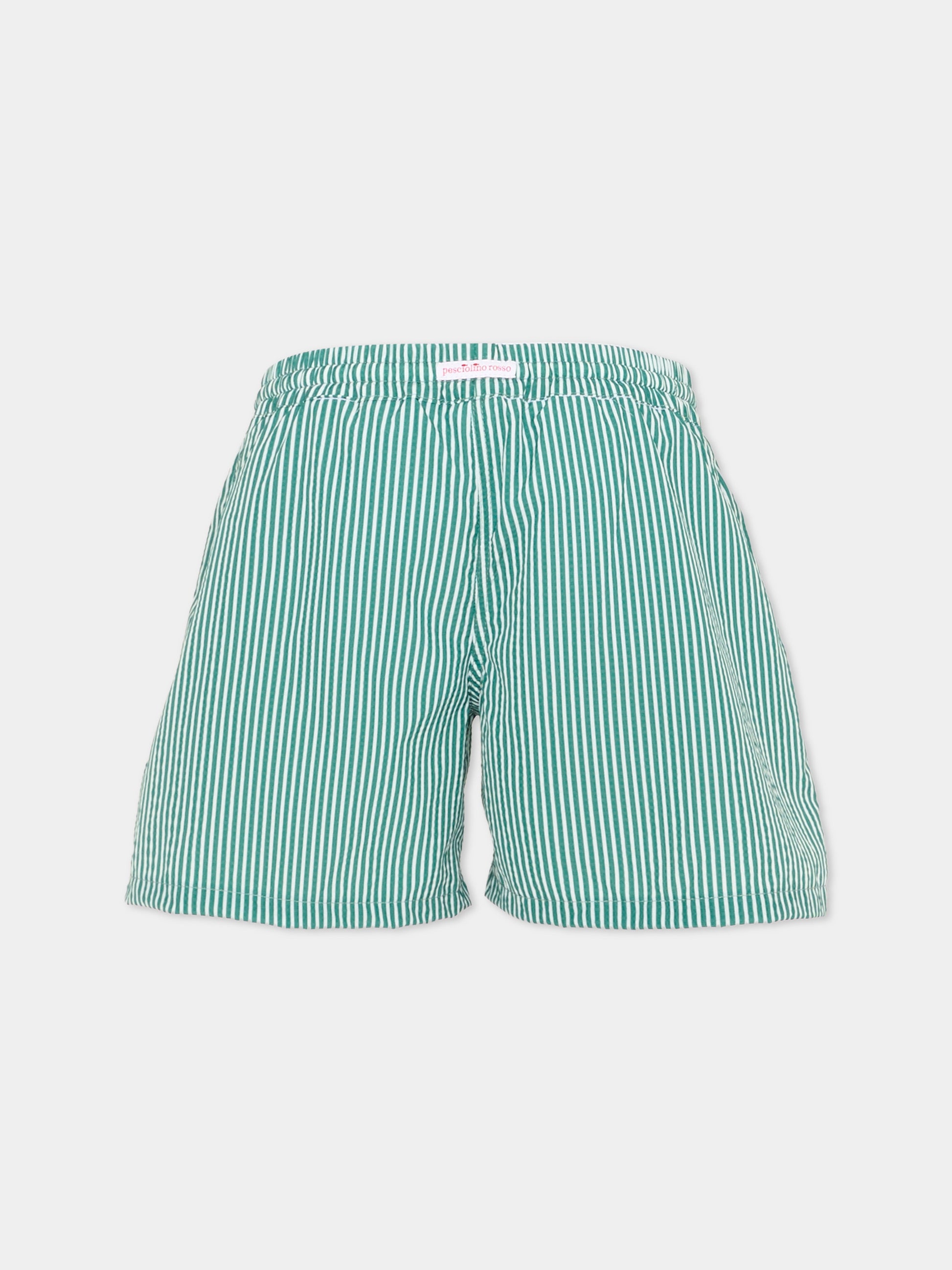 Boxer mare verde per bambino a righe,Pesciolino Rosso,M8 RIGA VERDE