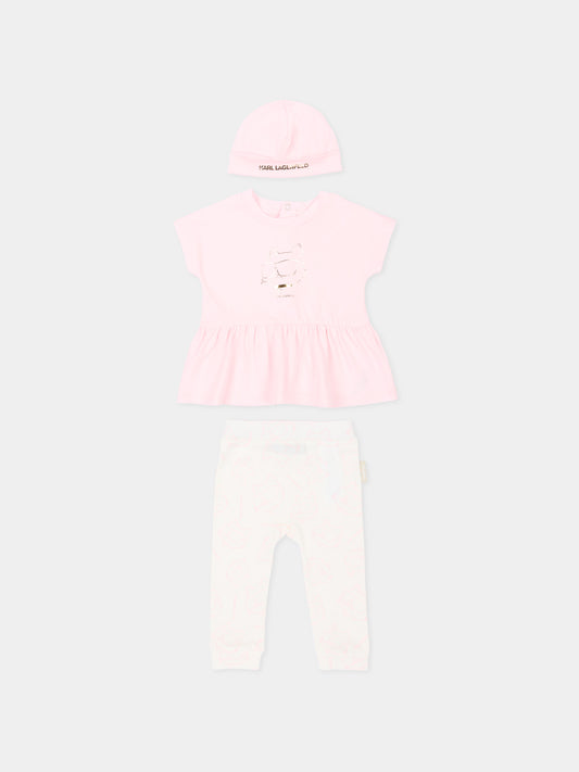 Completo sportivo rosa per neonata con Choupette,Karl Lagerfeld Kids,Z31044 S51