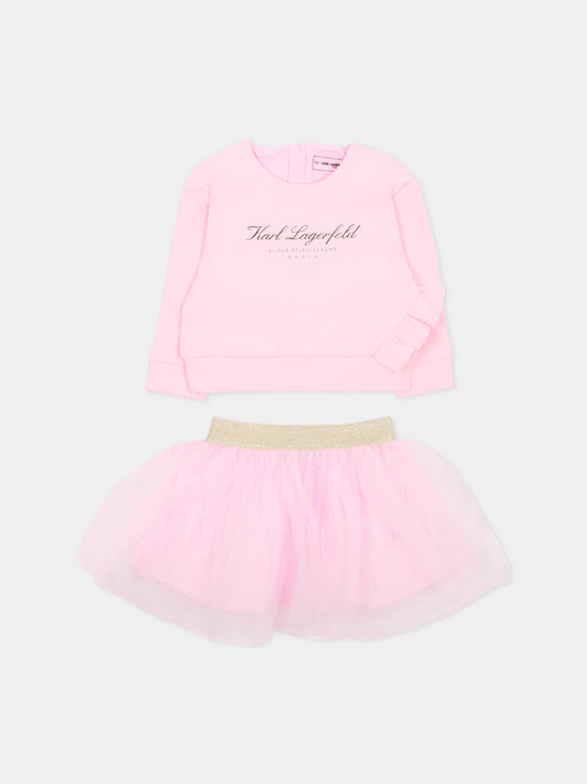 Completo rosa per neonata con logo,Karl Lagerfeld Kids,Z31048 475