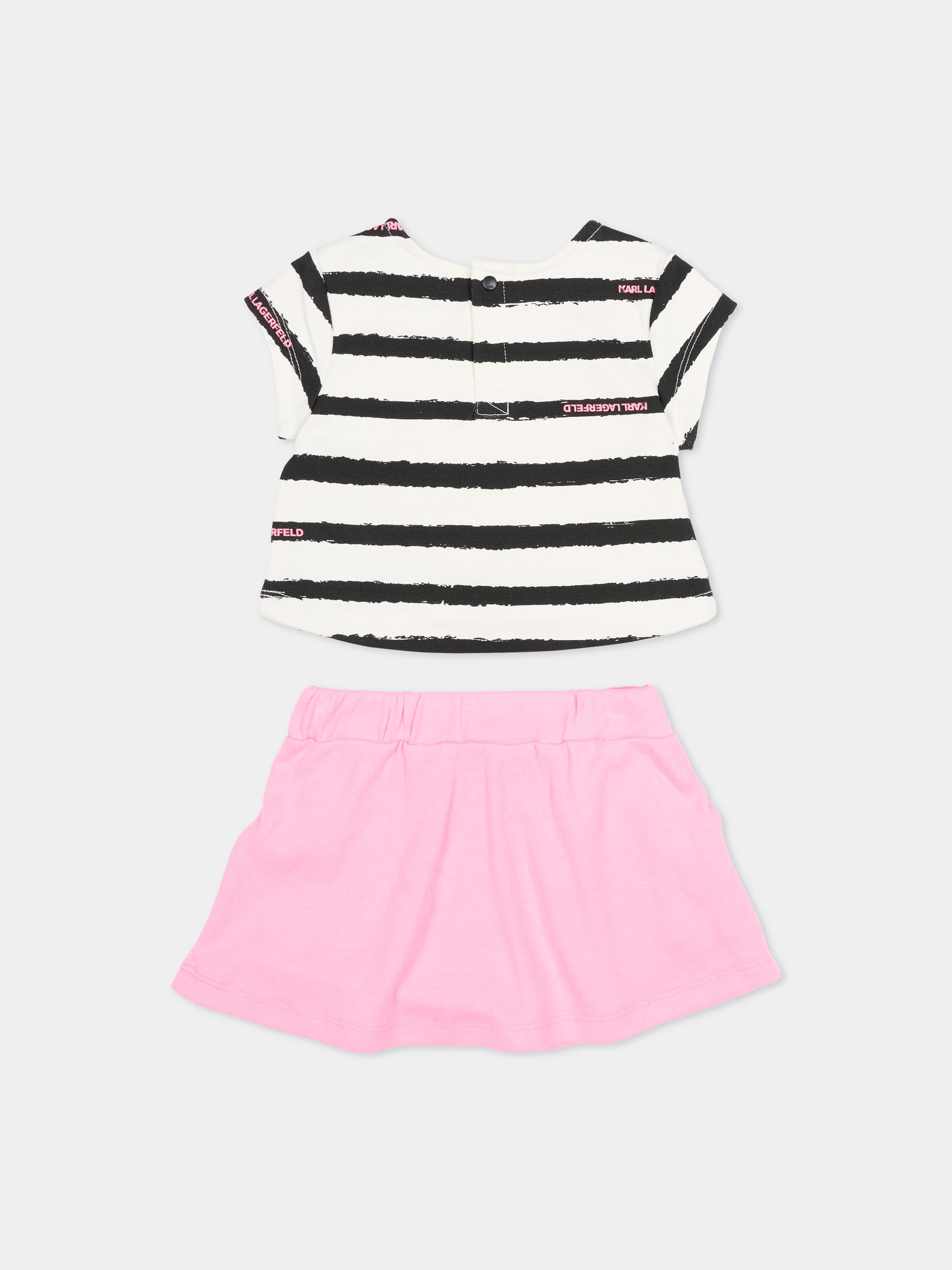 Completo sportivo rosa per neonata a righe con logo,Karl Lagerfeld Kids,Z31065 462
