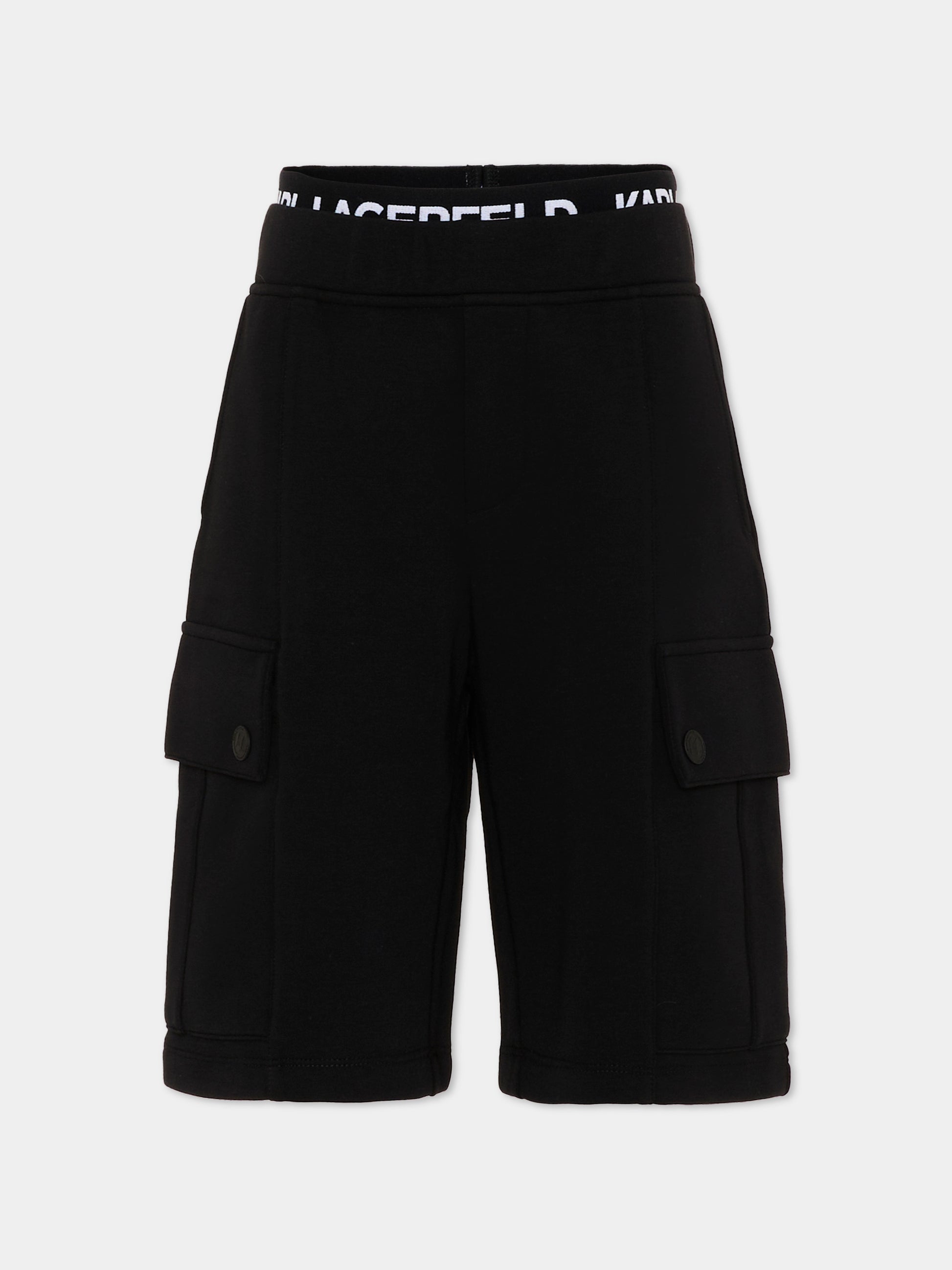 Shorts nero per bambino con logo,Karl Lagerfeld Kids,Z31083 09B