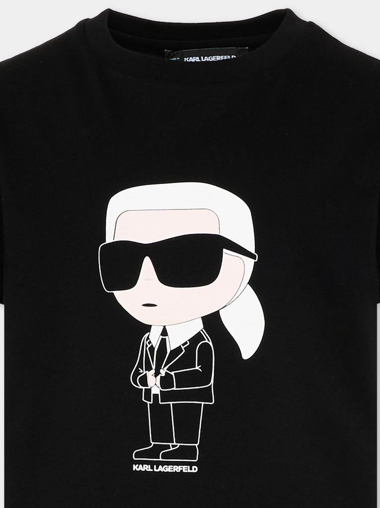 T-Shirt nera per bambino con Ikonik Karl,Karl Lagerfeld Kids,Z31096 09B