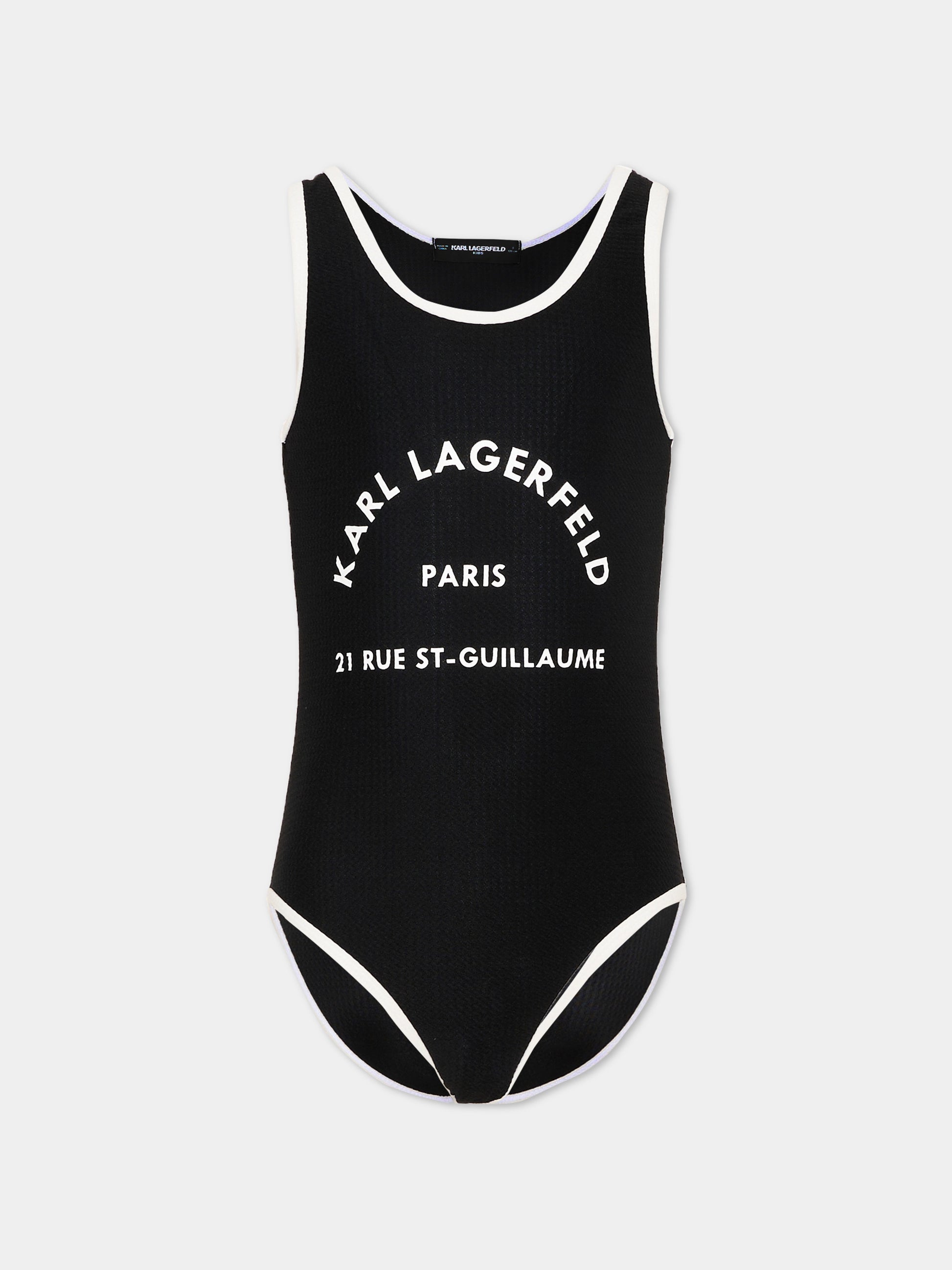 Costume intero nero per bambina con logo,Karl Lagerfeld Kids,Z31113 09B