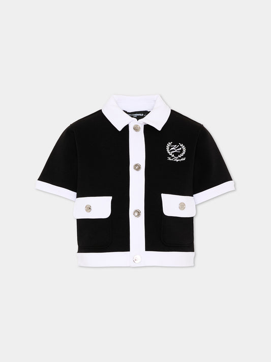 Cardigan nero per bambina con logo,Karl Lagerfeld Kids,Z31134 09B