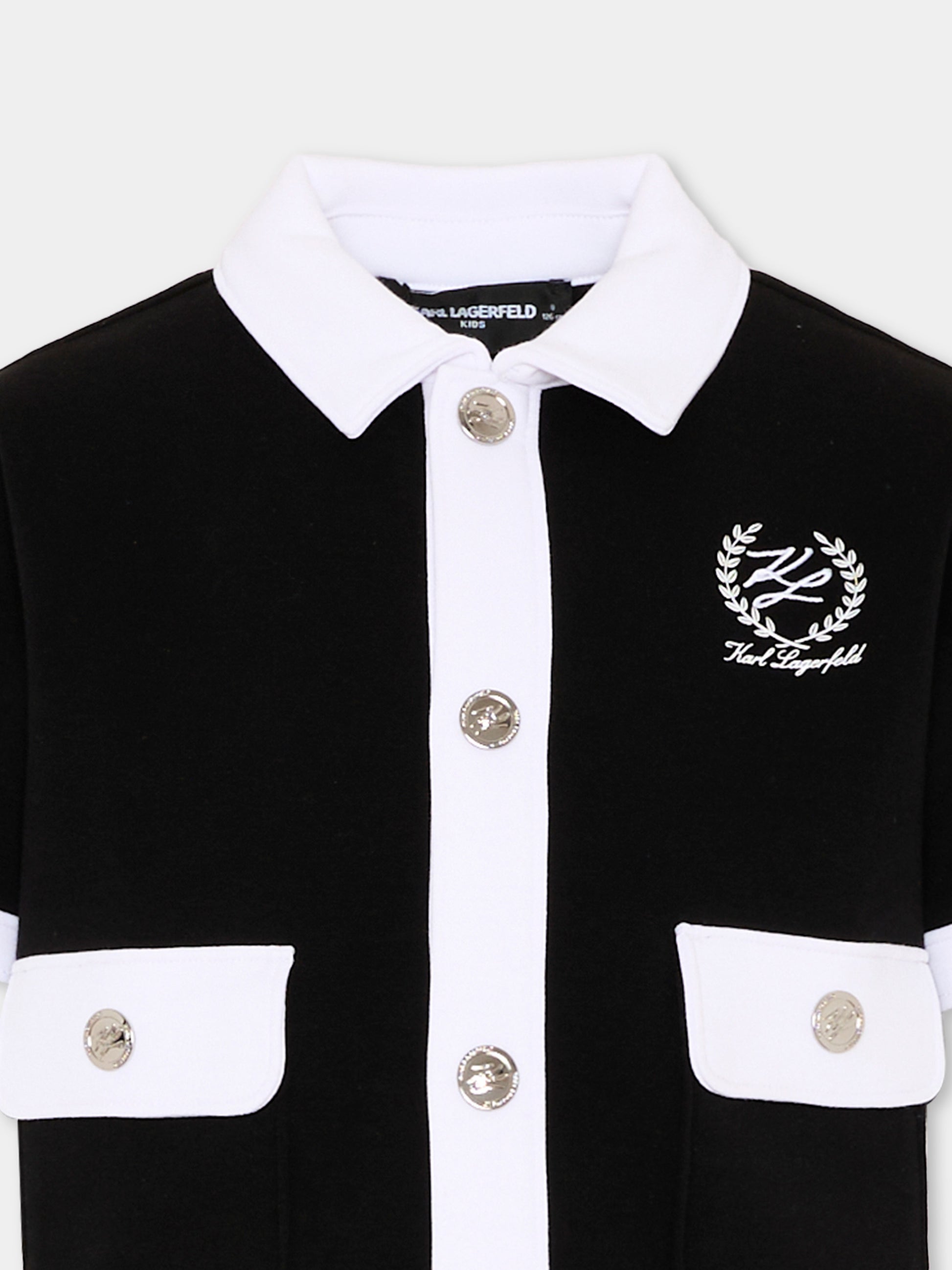 Cardigan nero per bambina con logo,Karl Lagerfeld Kids,Z31134 09B