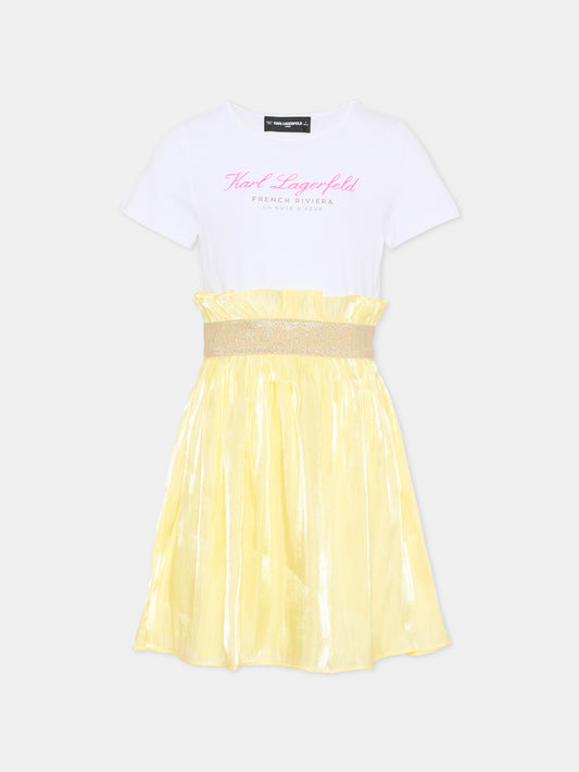 Vestito giallo per bambina con logo,Karl Lagerfeld Kids,Z31146 T01
