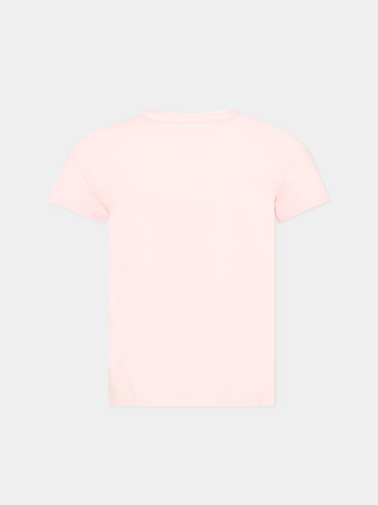 T-shirt rosa per bambina con Choupette,Karl Lagerfeld Kids,Z31157 46F