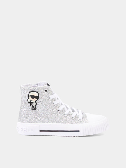Sneakers argento per bambina con Ikonik Karl,Karl Lagerfeld Kids,Z31171 016
