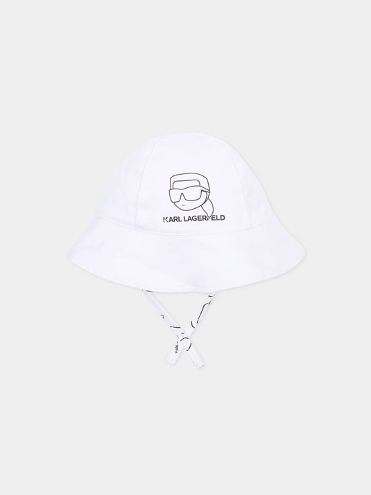 Cloche reversibile bianca per neonato con Karl Lagerfeld,Karl Lagerfeld Kids,Z31188 10P